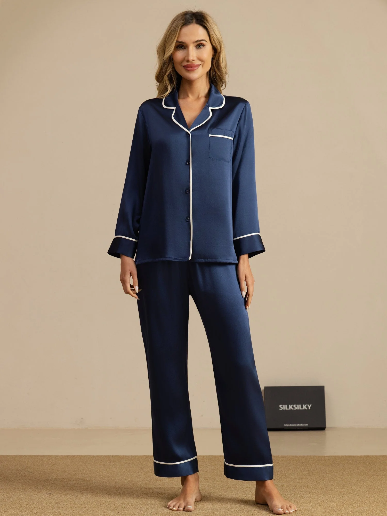 100% Mulberry Silk Classic Pajama Set - Image 10