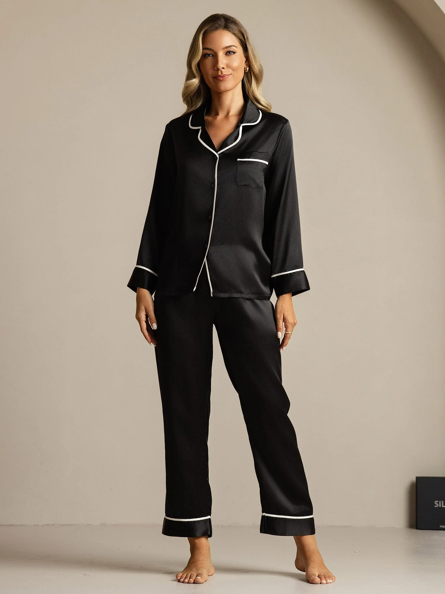 100% Mulberry Silk Classic Pajama Set - Image 27