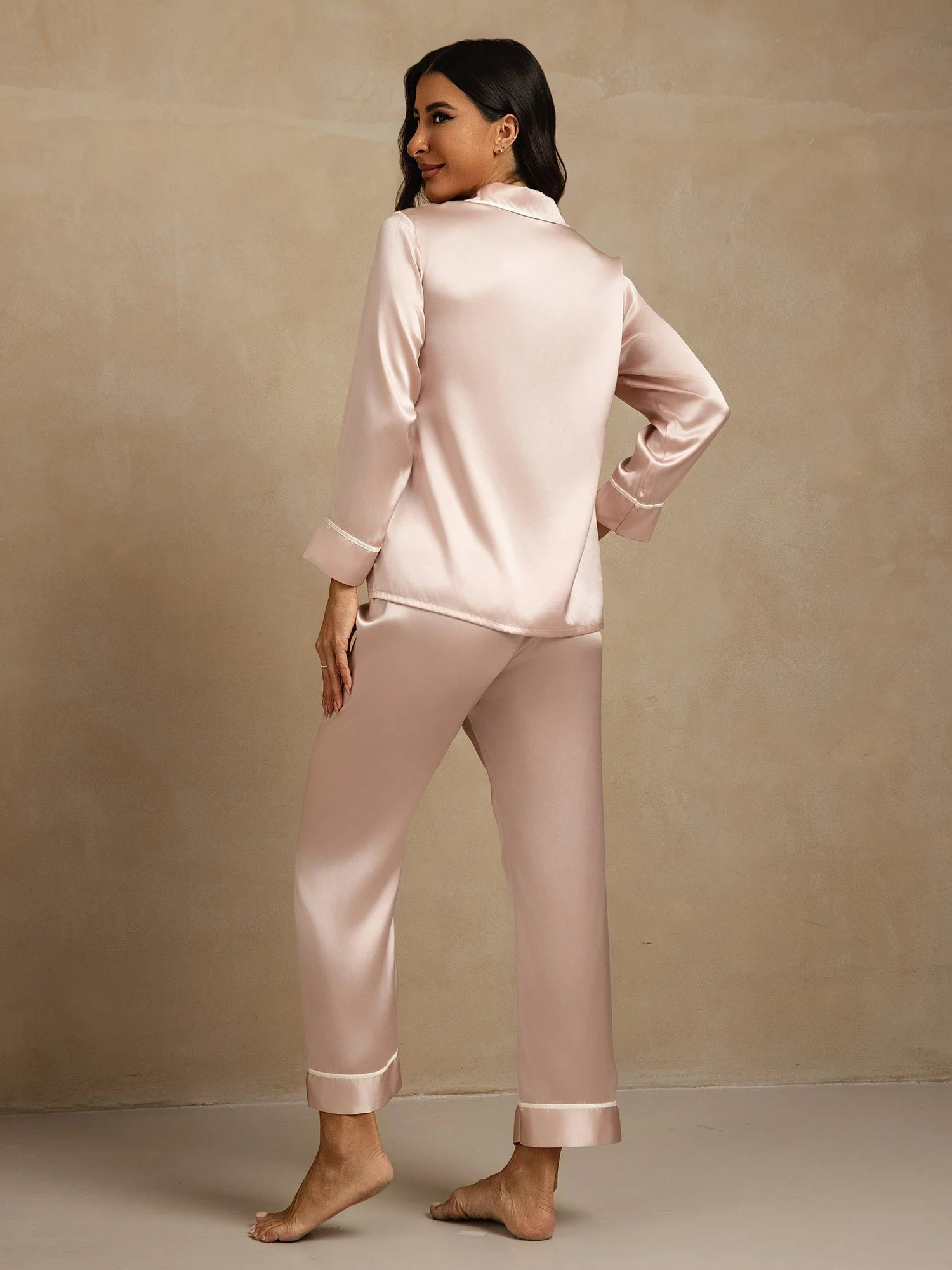 100% Mulberry Silk Classic Pajama Set - Image 43