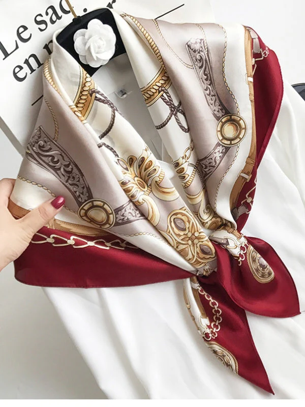 100% Mulberry Silk Printed Square Shawl Scarf 88*88cm - Image 17