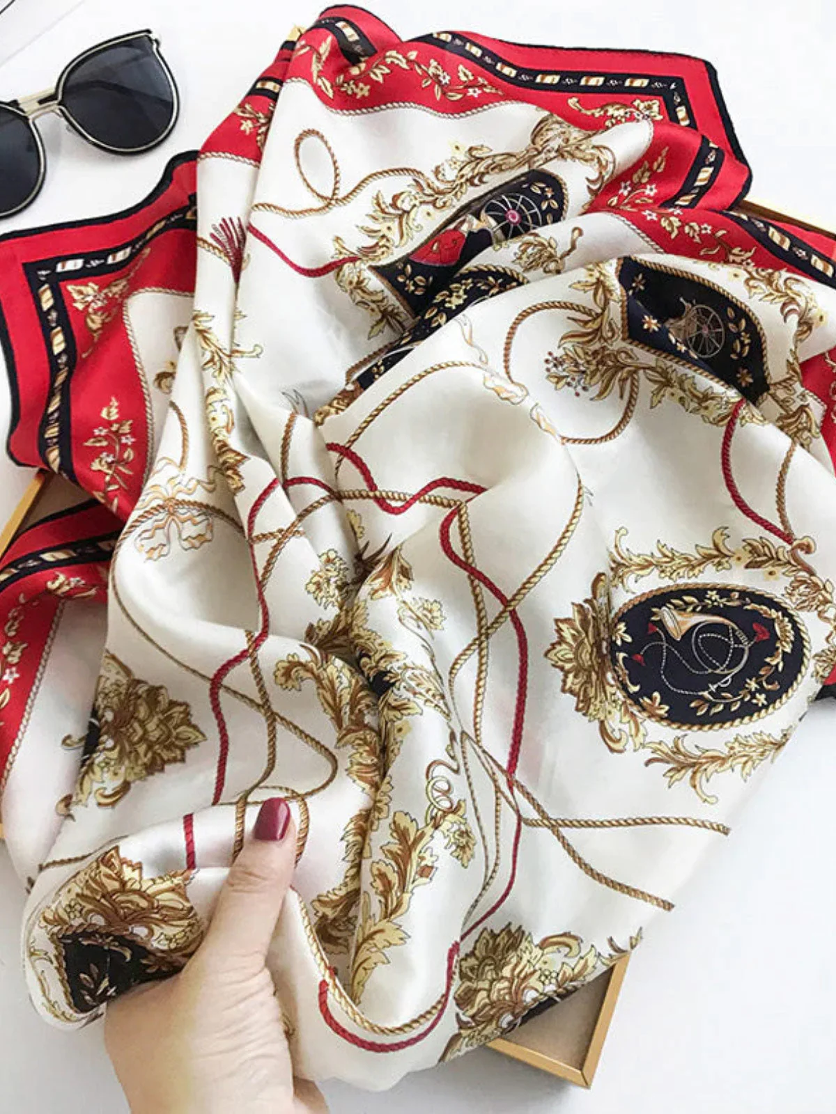 100% Mulberry Silk Printed Square Shawl Scarf 88*88cm - Image 22