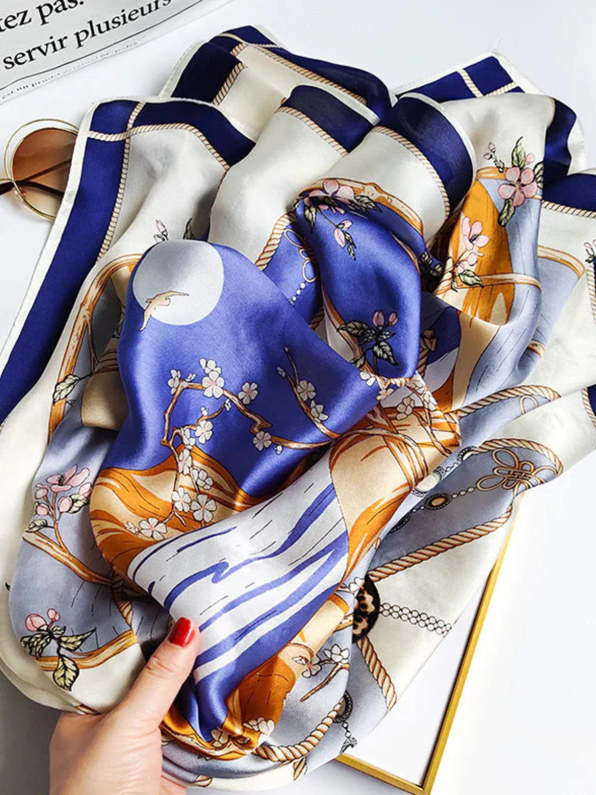 100% Mulberry Silk Printed Square Shawl Scarf 88*88cm - Image 57