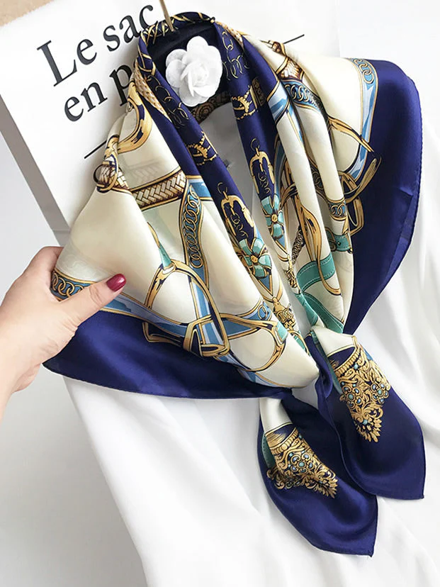 100% Mulberry Silk Printed Square Shawl Scarf 88*88cm - Image 6
