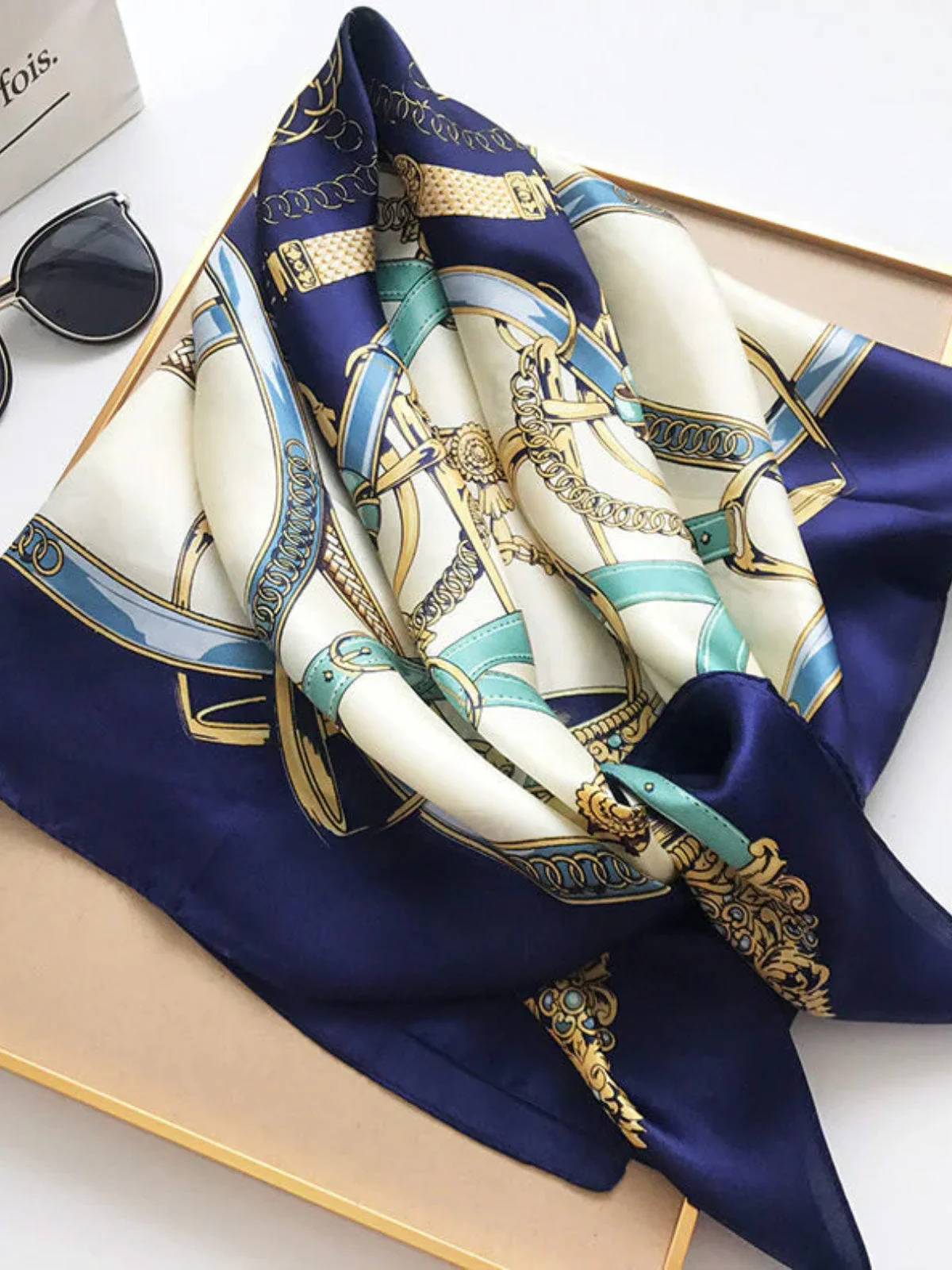 100% Mulberry Silk Printed Square Shawl Scarf 88*88cm - Image 8