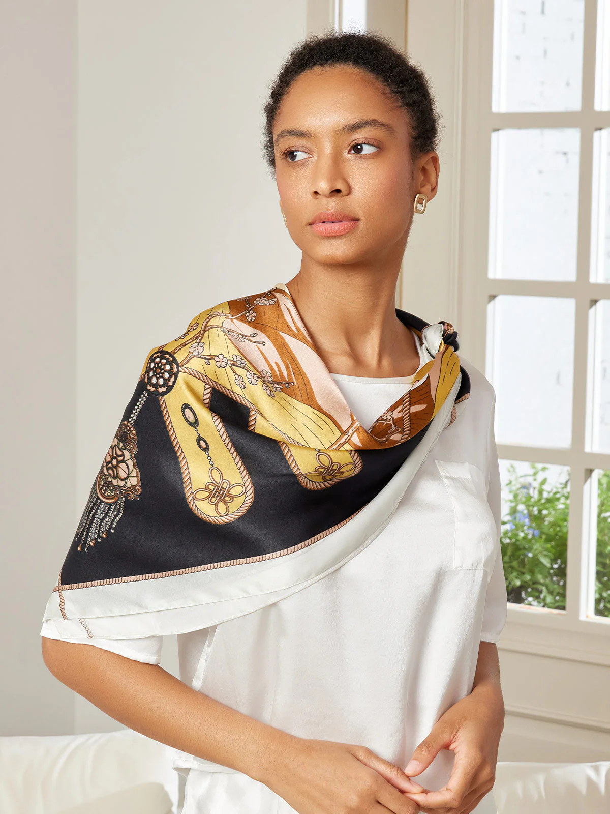 100% Mulberry Silk Printed Square Shawl Scarf 88*88cm - Image 15