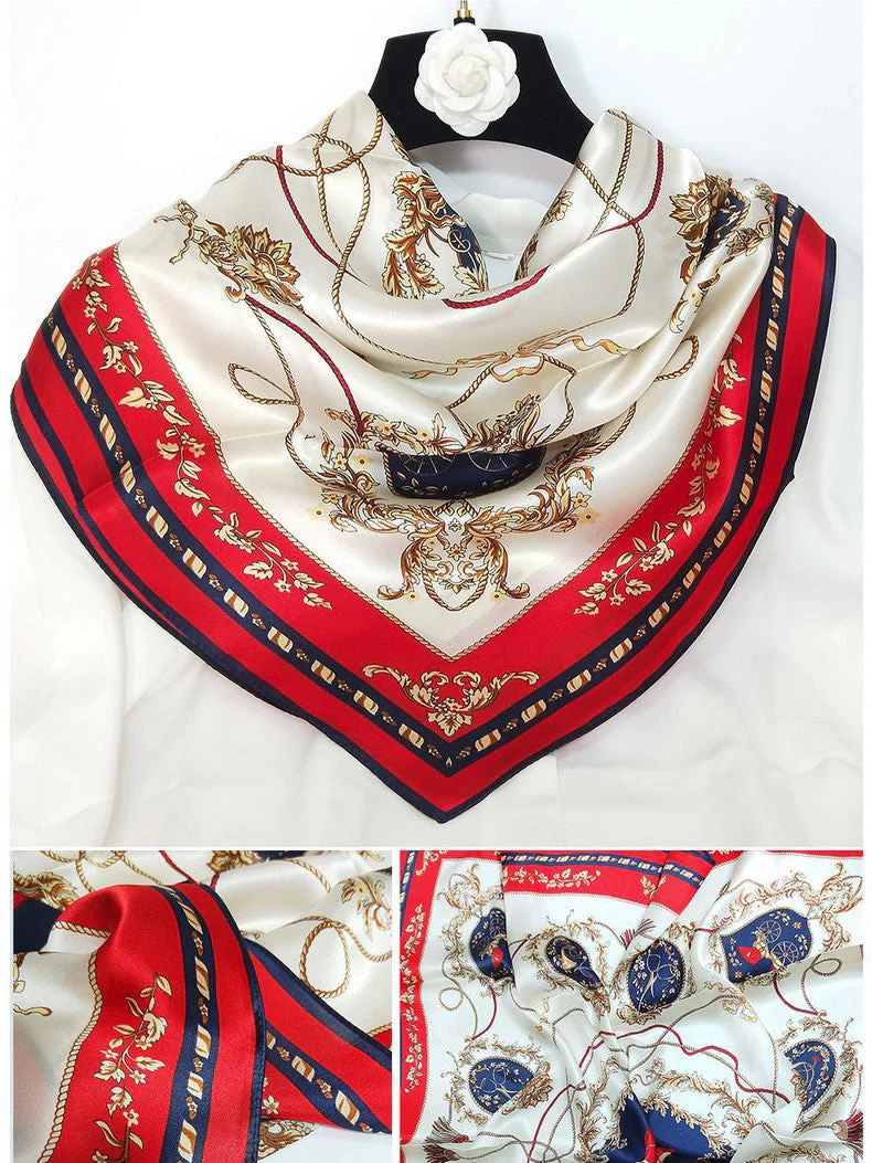 100% Mulberry Silk Printed Square Shawl Scarf 88*88cm - Image 21