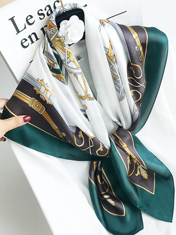 100% Mulberry Silk Printed Square Shawl Scarf 88*88cm - Image 23