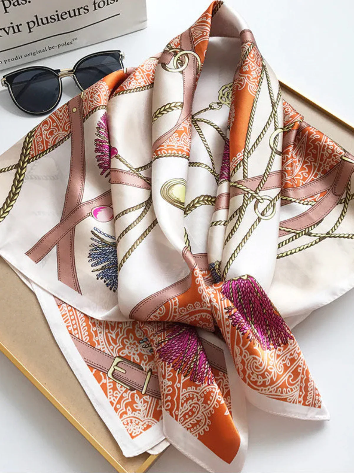 100% Mulberry Silk Printed Square Shawl Scarf 88*88cm - Image 27