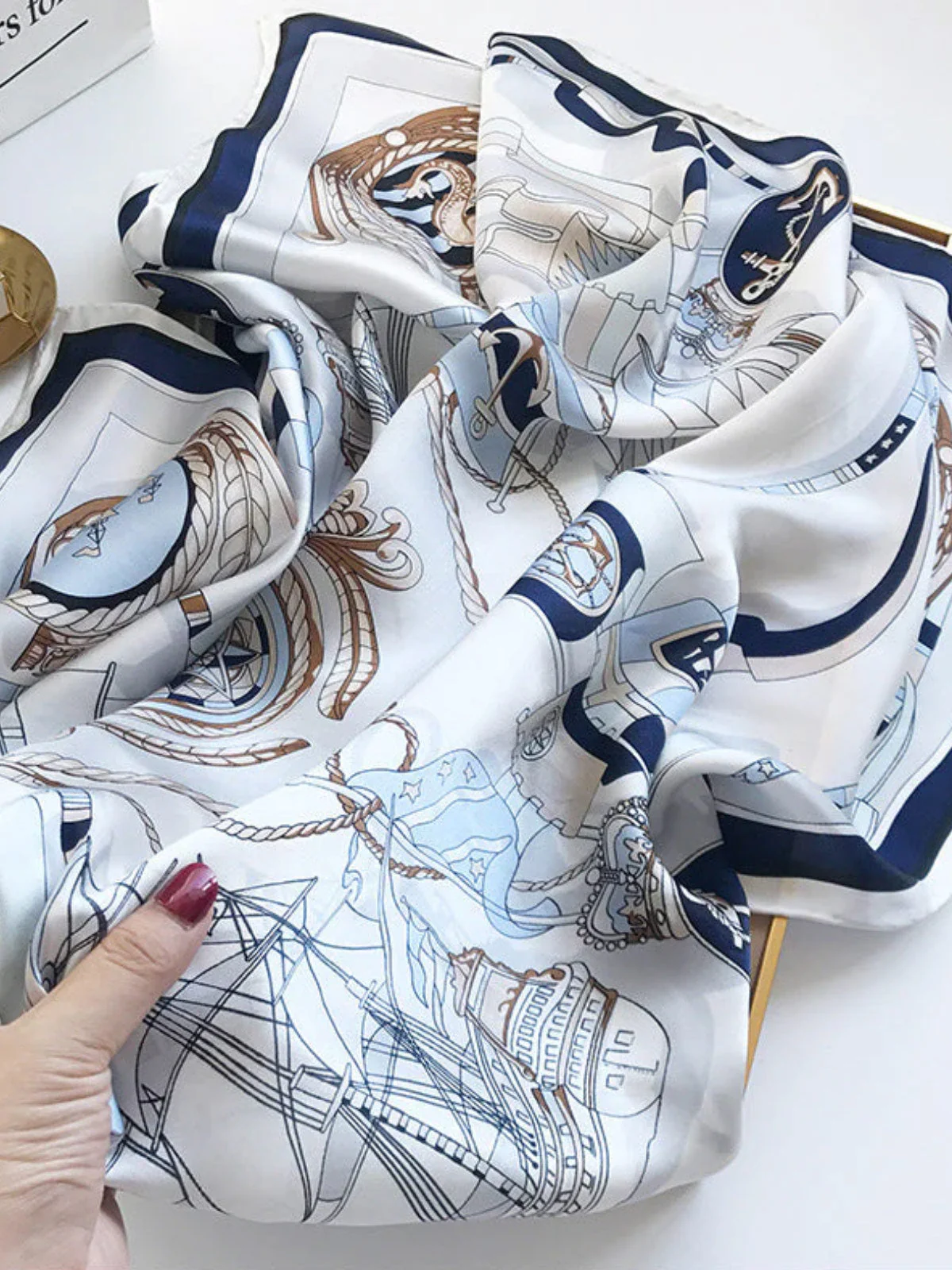 100% Mulberry Silk Printed Square Shawl Scarf 88*88cm - Image 5