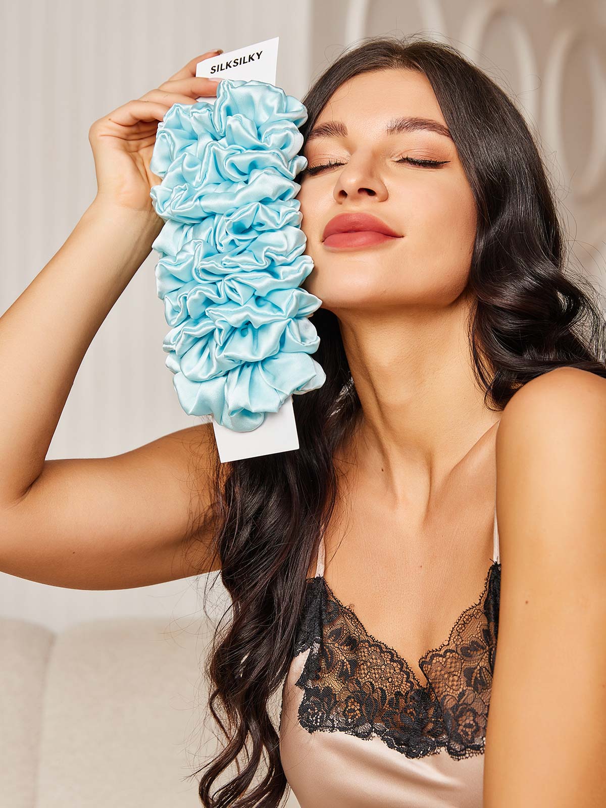 10Pcs Bundle Pure Silk Large Hair Scrunchies - 3.5cm - Image 25