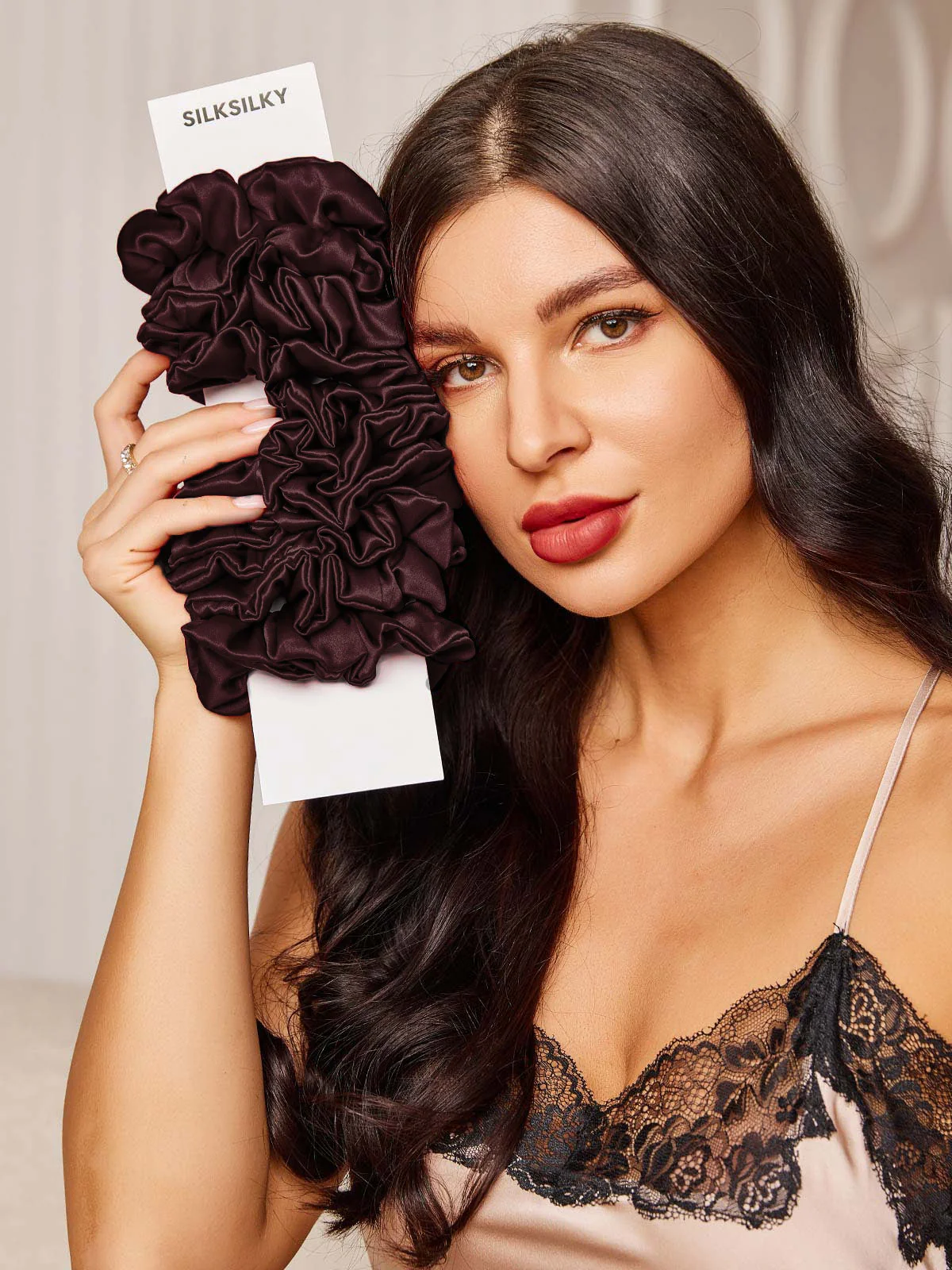 10Pcs Bundle Pure Silk Classic Hair Scrunchies - 2cm - Image 47