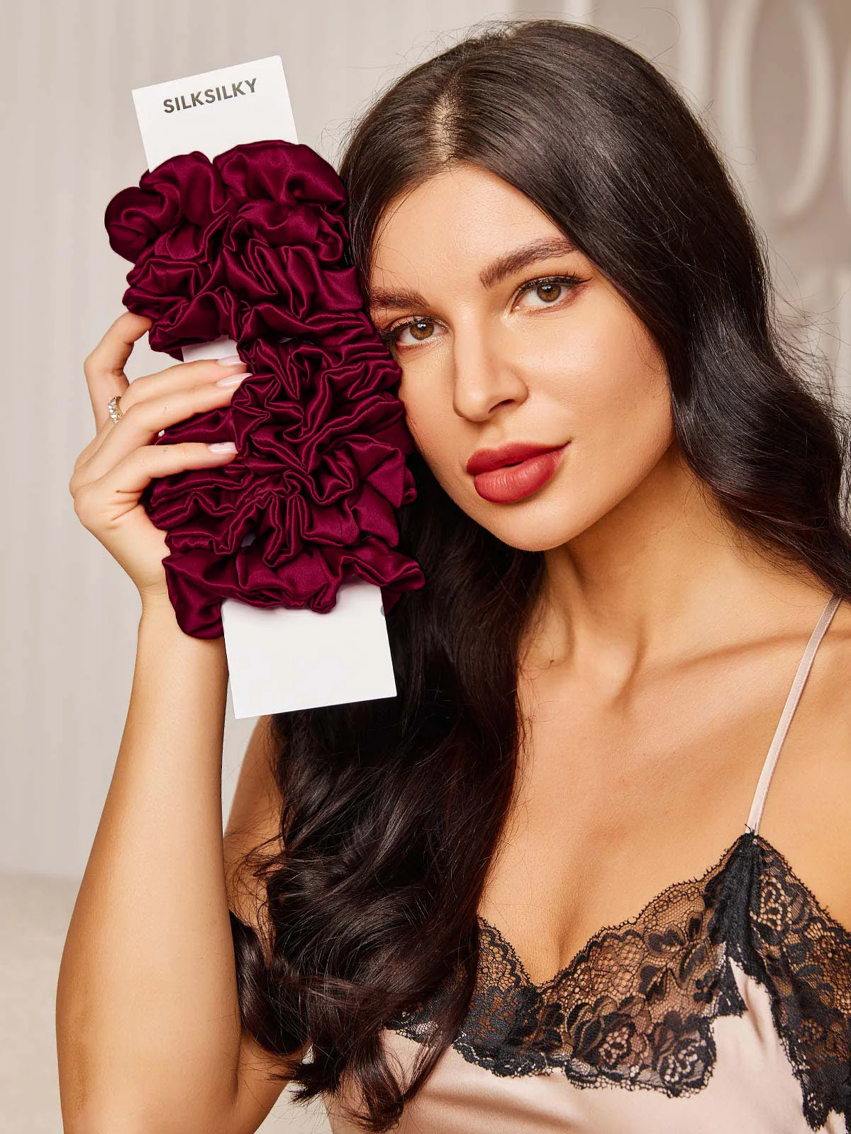 10Pcs Bundle Pure Silk Classic Hair Scrunchies - 2cm - Image 50