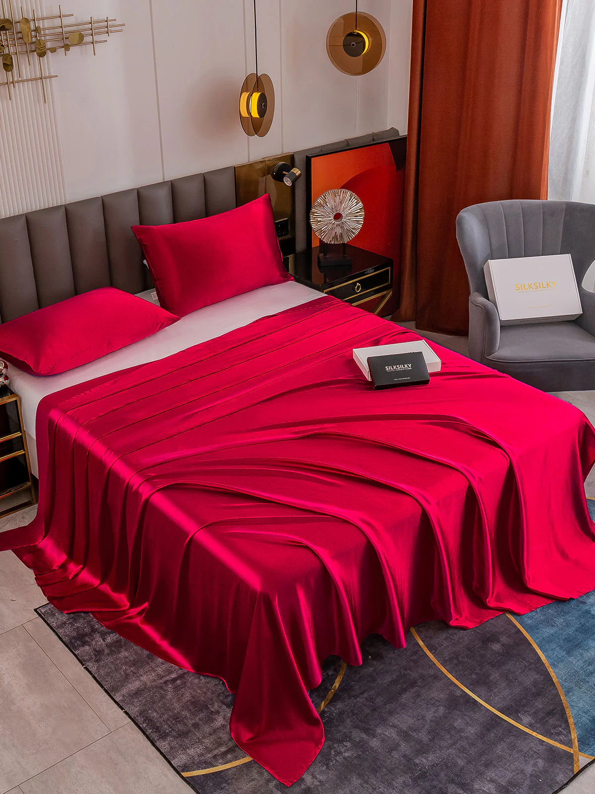 19Momme 3Pcs Silk Set Flat Sheet+2x Pillowcases - Image 16