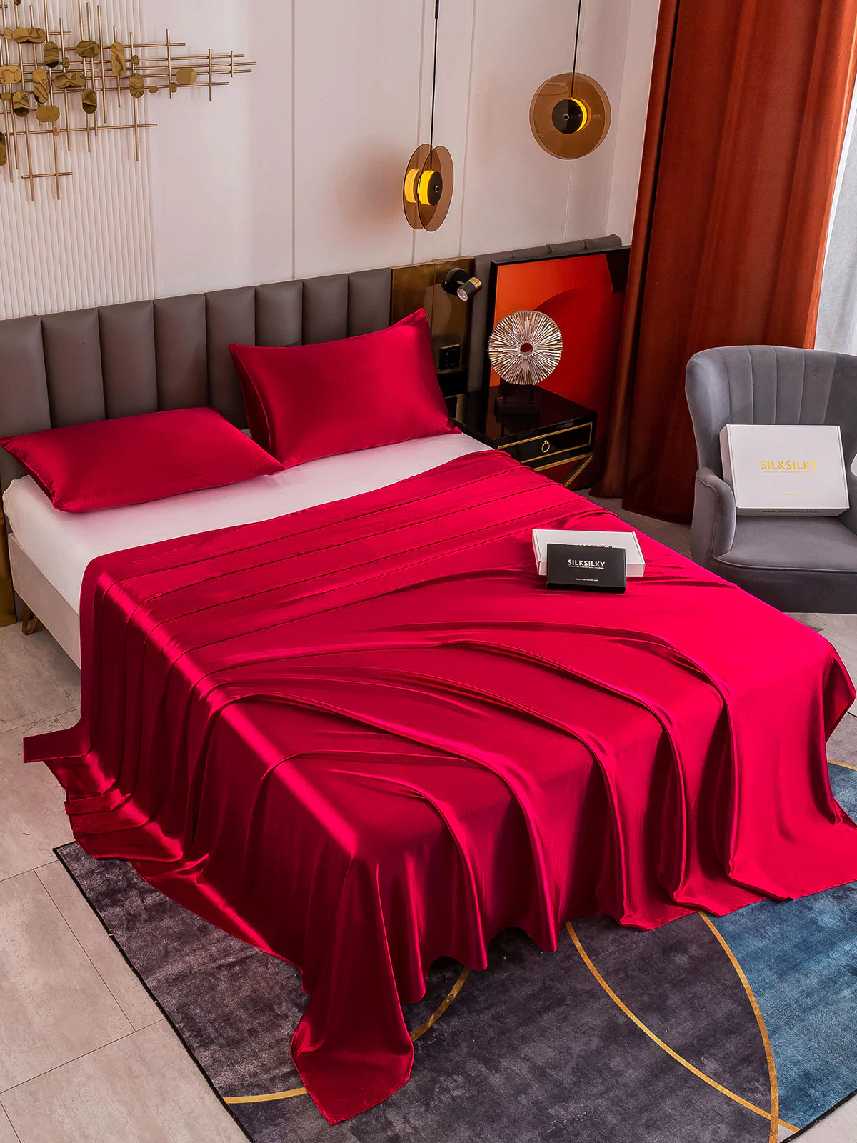 19Momme 3Pcs Silk Set Flat Sheet+2x Pillowcases - Image 18