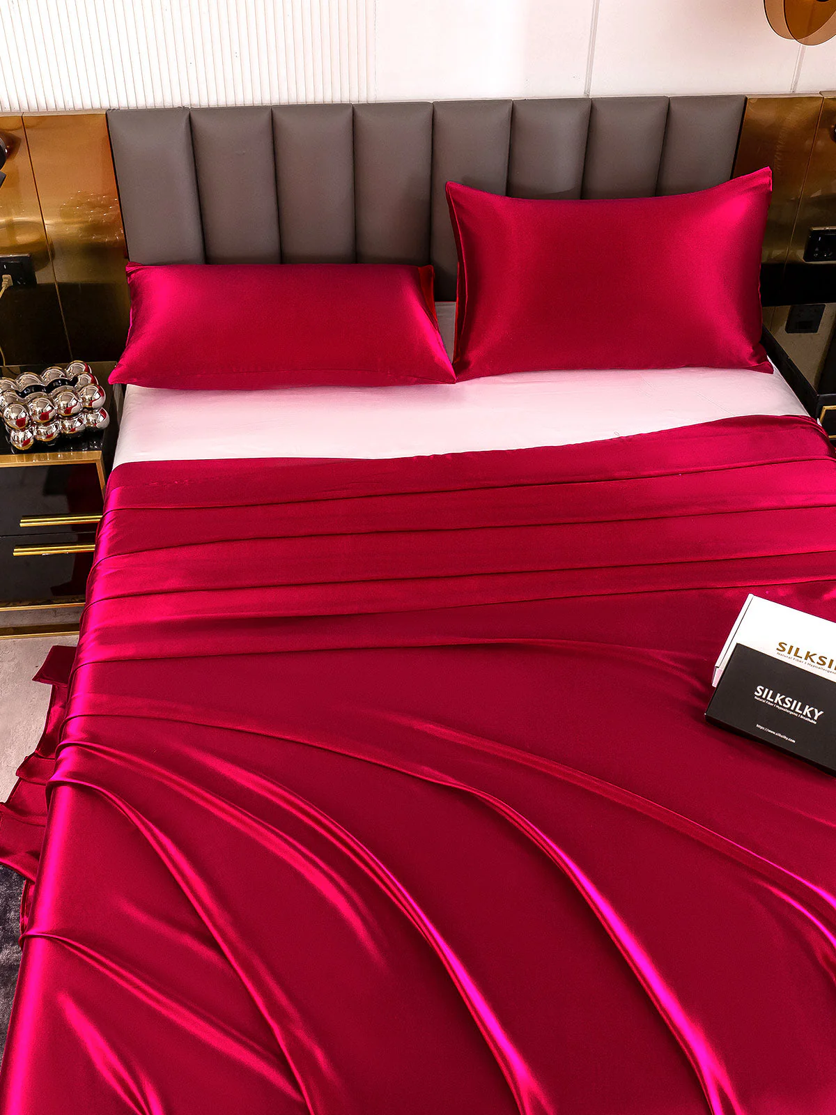 19Momme 3Pcs Silk Set Flat Sheet+2x Pillowcases - Image 19