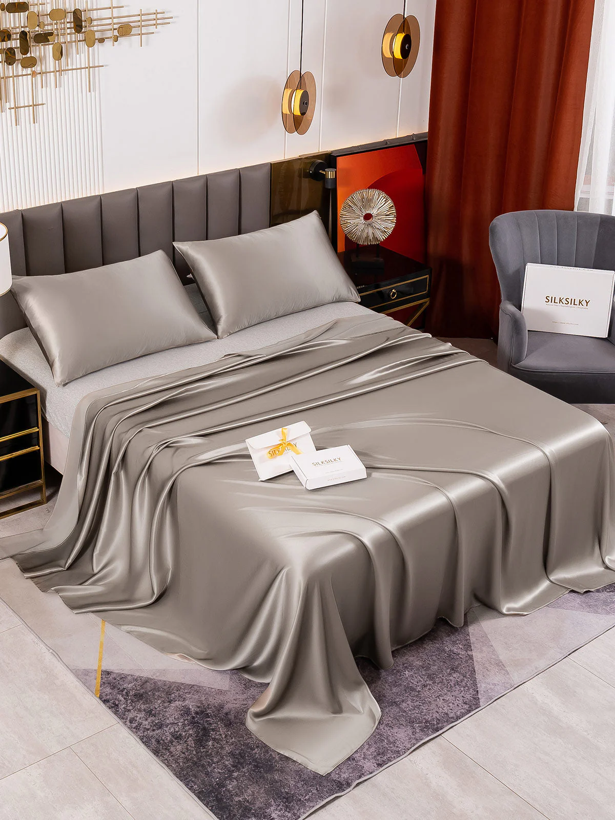 19Momme 3Pcs Silk Set Flat Sheet+2x Pillowcases - Image 21