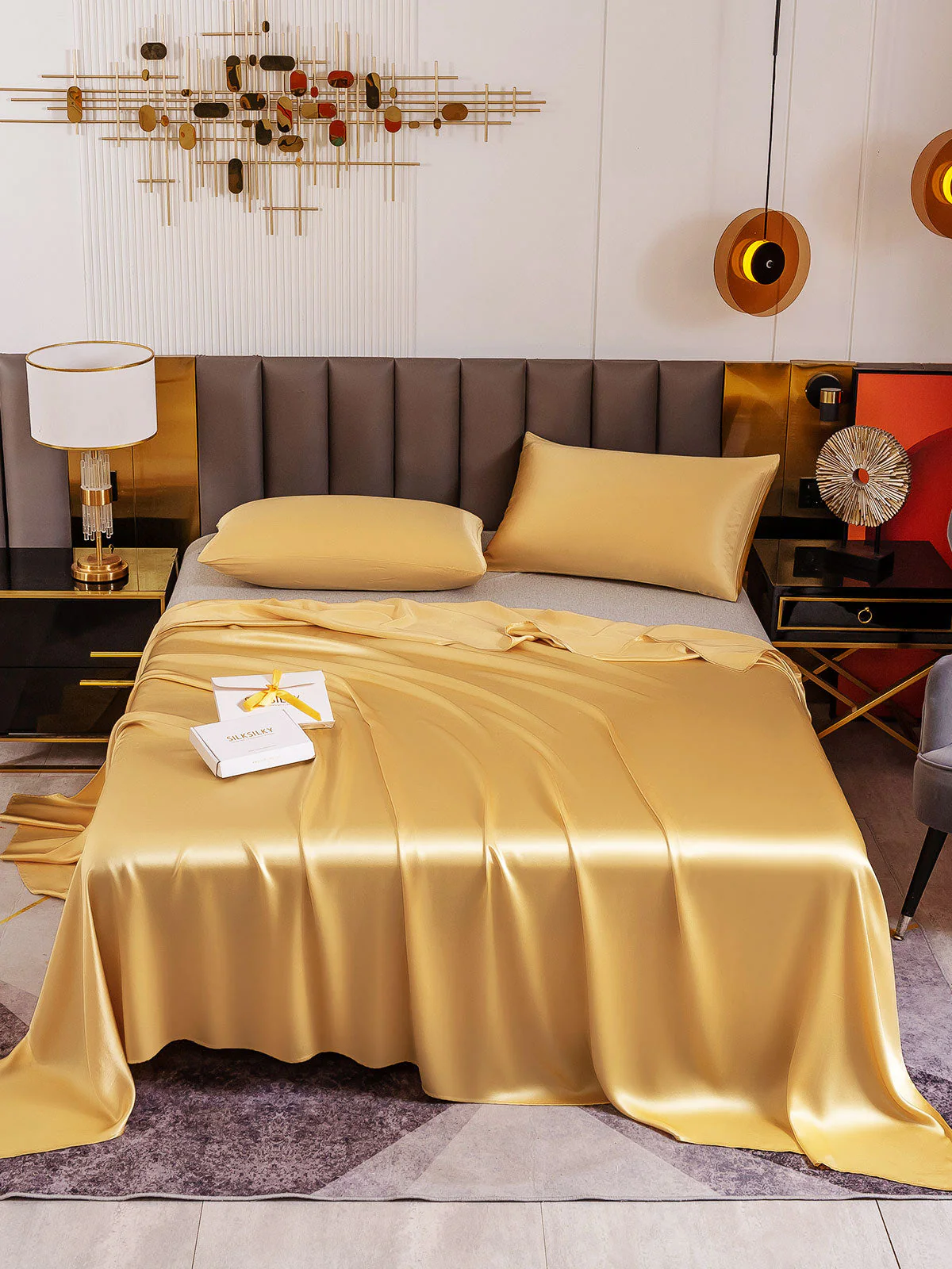 19Momme 3Pcs Silk Set Flat Sheet+2x Pillowcases - Image 28