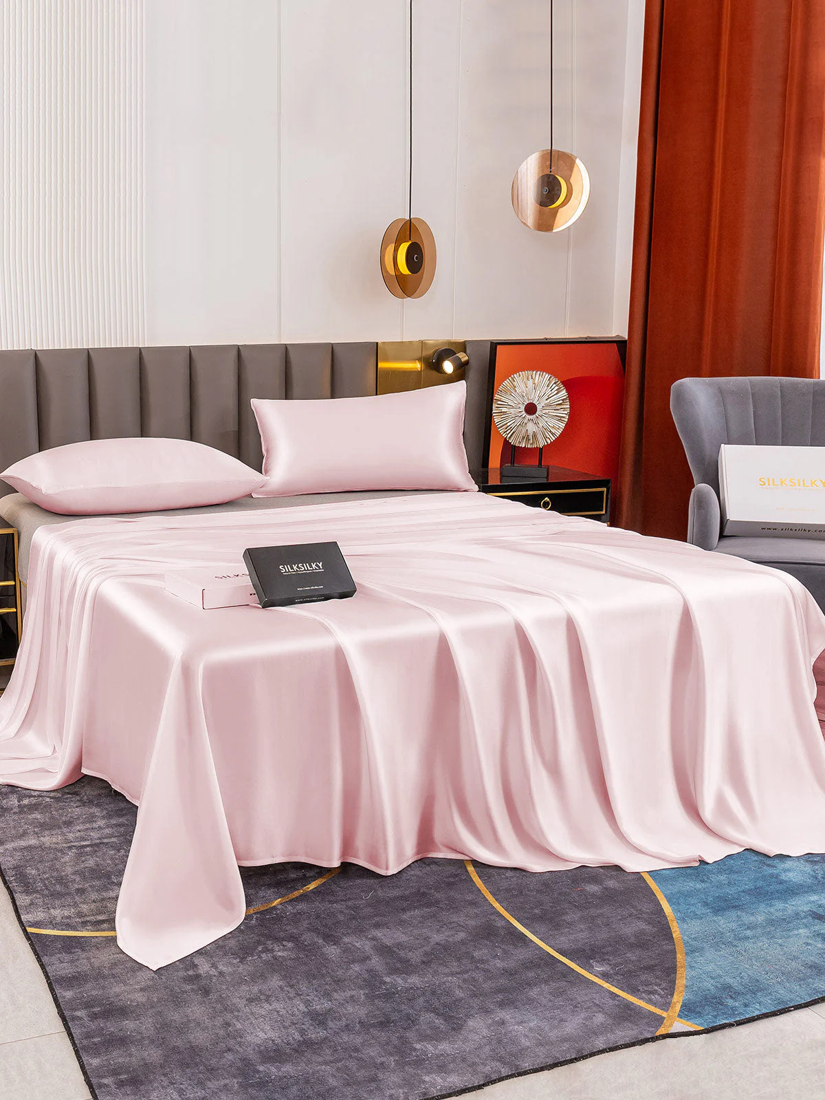 19Momme 3Pcs Silk Set Flat Sheet+2x Pillowcases - Image 39