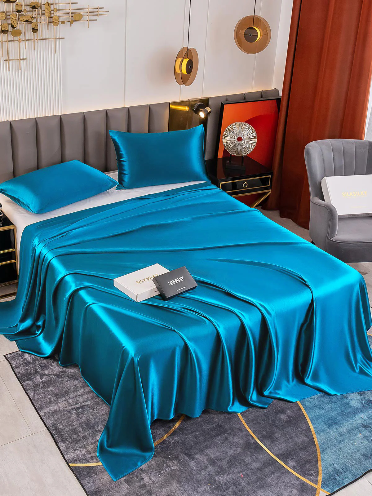 19Momme 3Pcs Silk Set Flat Sheet+2x Pillowcases - Image 53