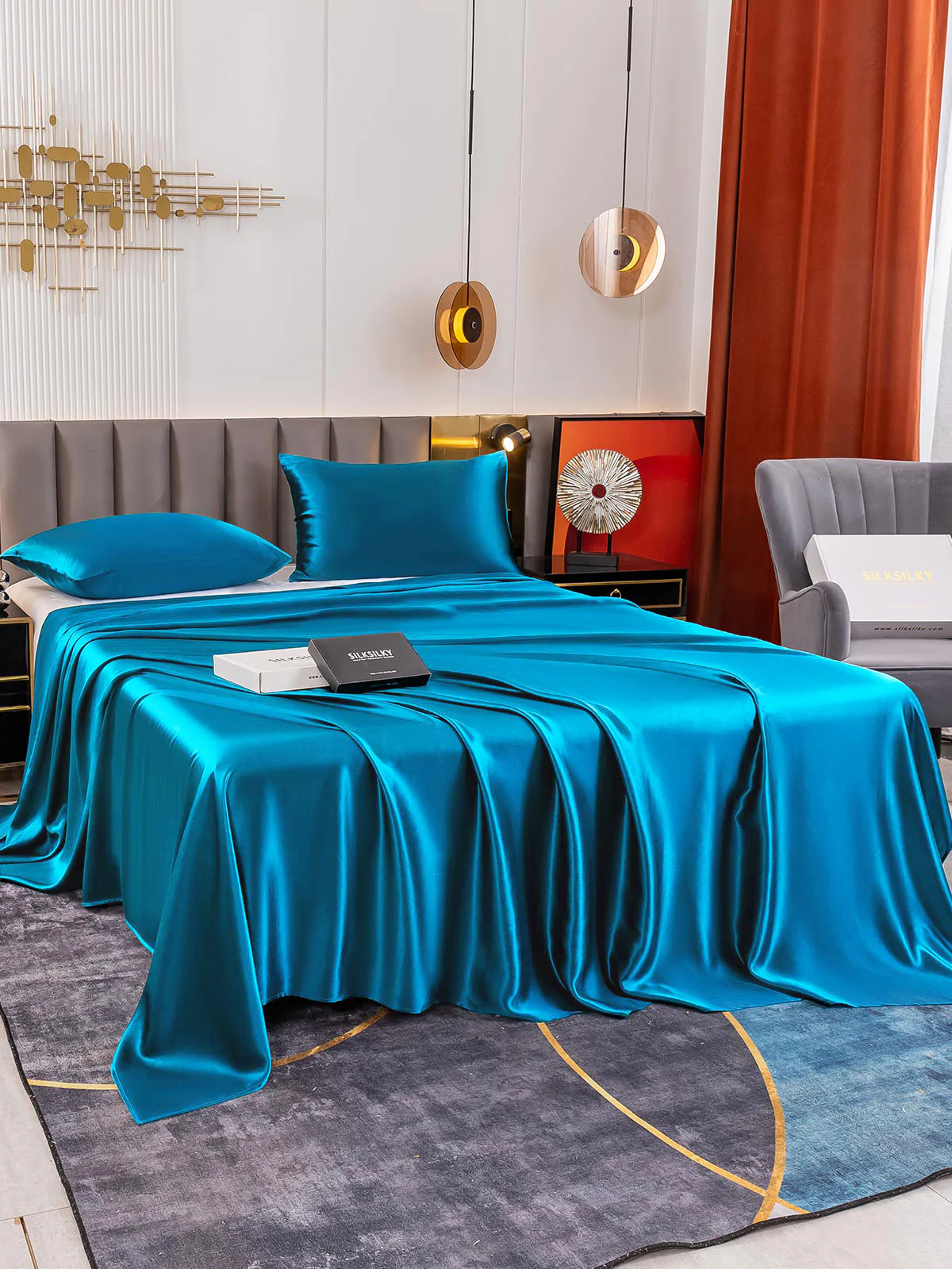 19Momme 3Pcs Silk Set Flat Sheet+2x Pillowcases - Image 55