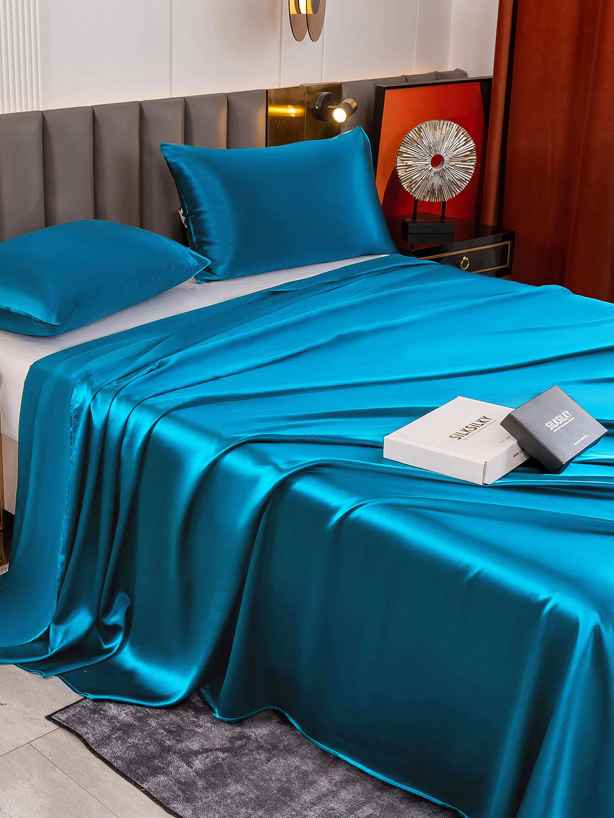 19Momme 3Pcs Silk Set Flat Sheet+2x Pillowcases - Image 56