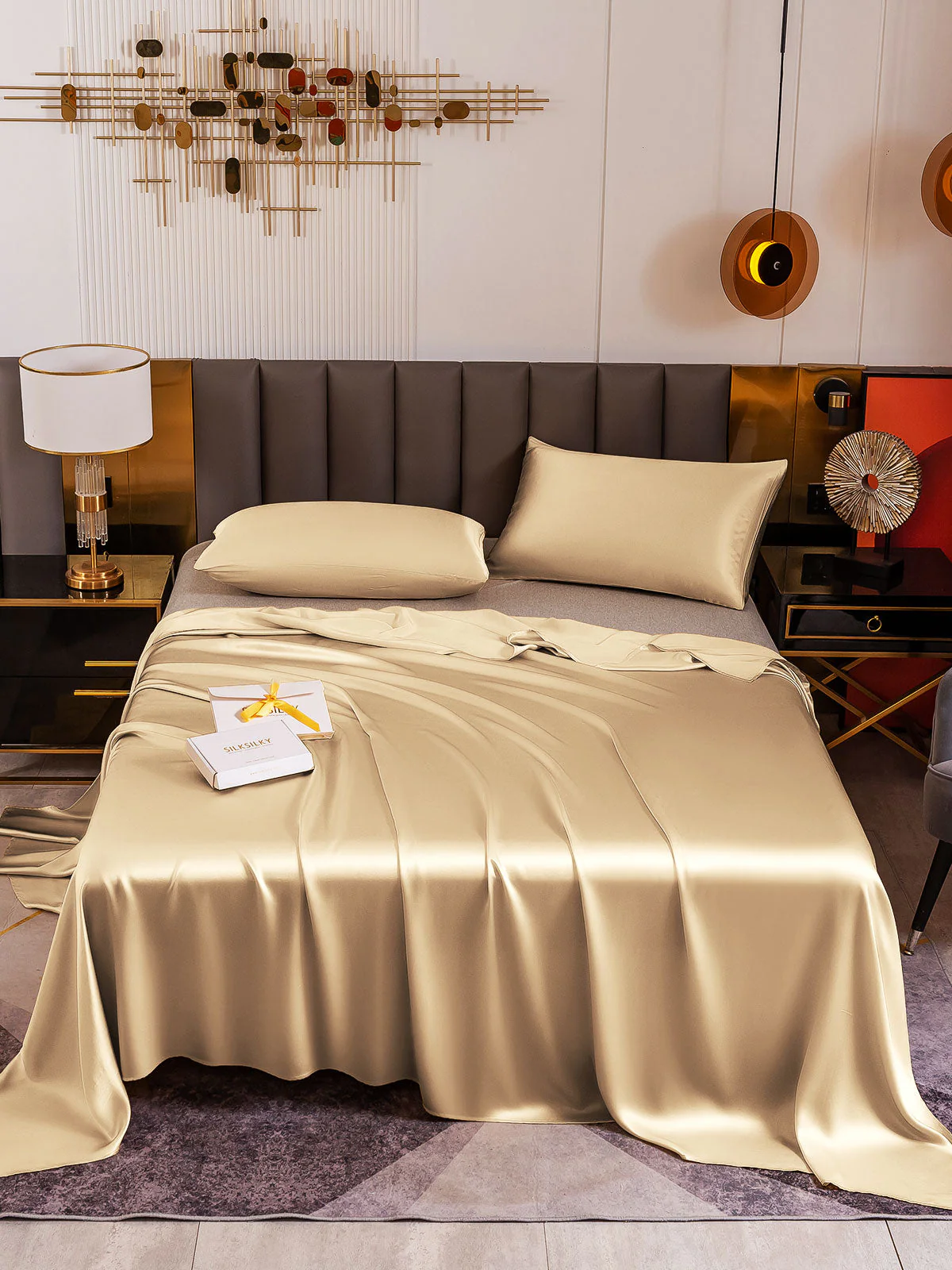 19Momme 3Pcs Silk Set Flat Sheet+2x Pillowcases - Image 69