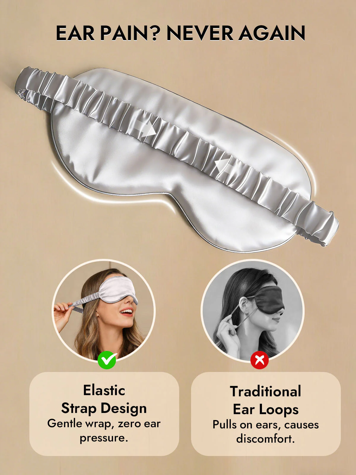 19 Momme Pure Silk Sleep Eye Mask with Elastic Band - Image 20