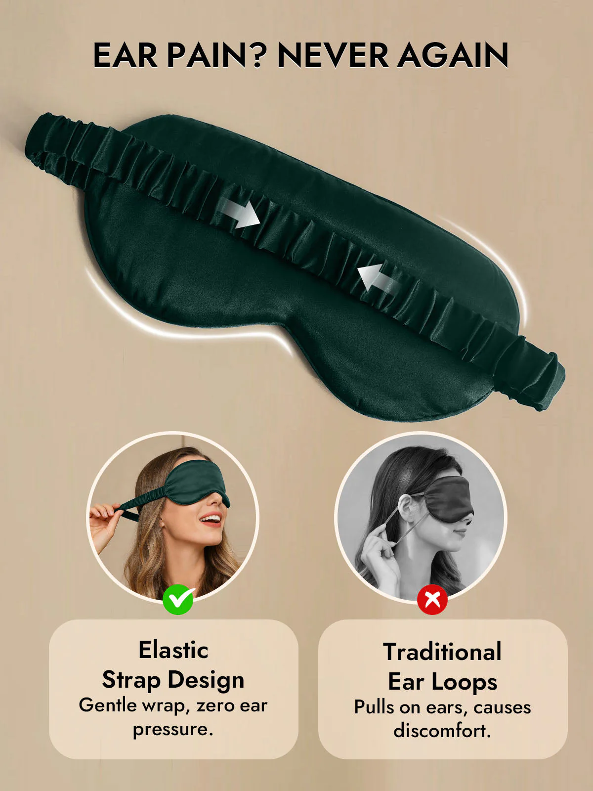 19 Momme Pure Silk Sleep Eye Mask with Elastic Band - Image 27