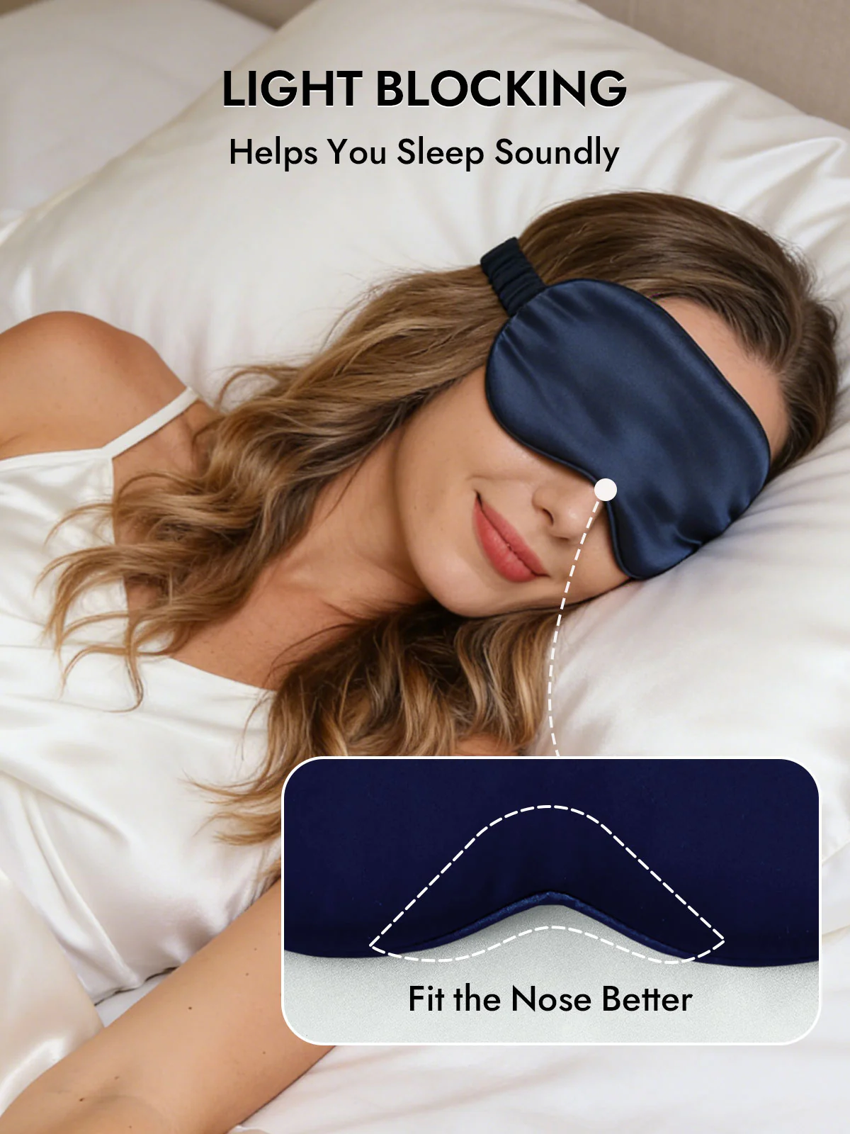 19 Momme Pure Silk Sleep Eye Mask with Elastic Band - Image 3