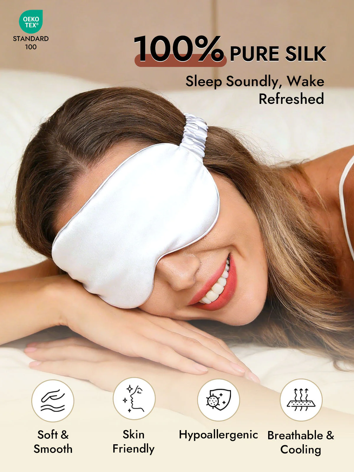 19 Momme Pure Silk Sleep Eye Mask with Elastic Band - Image 44
