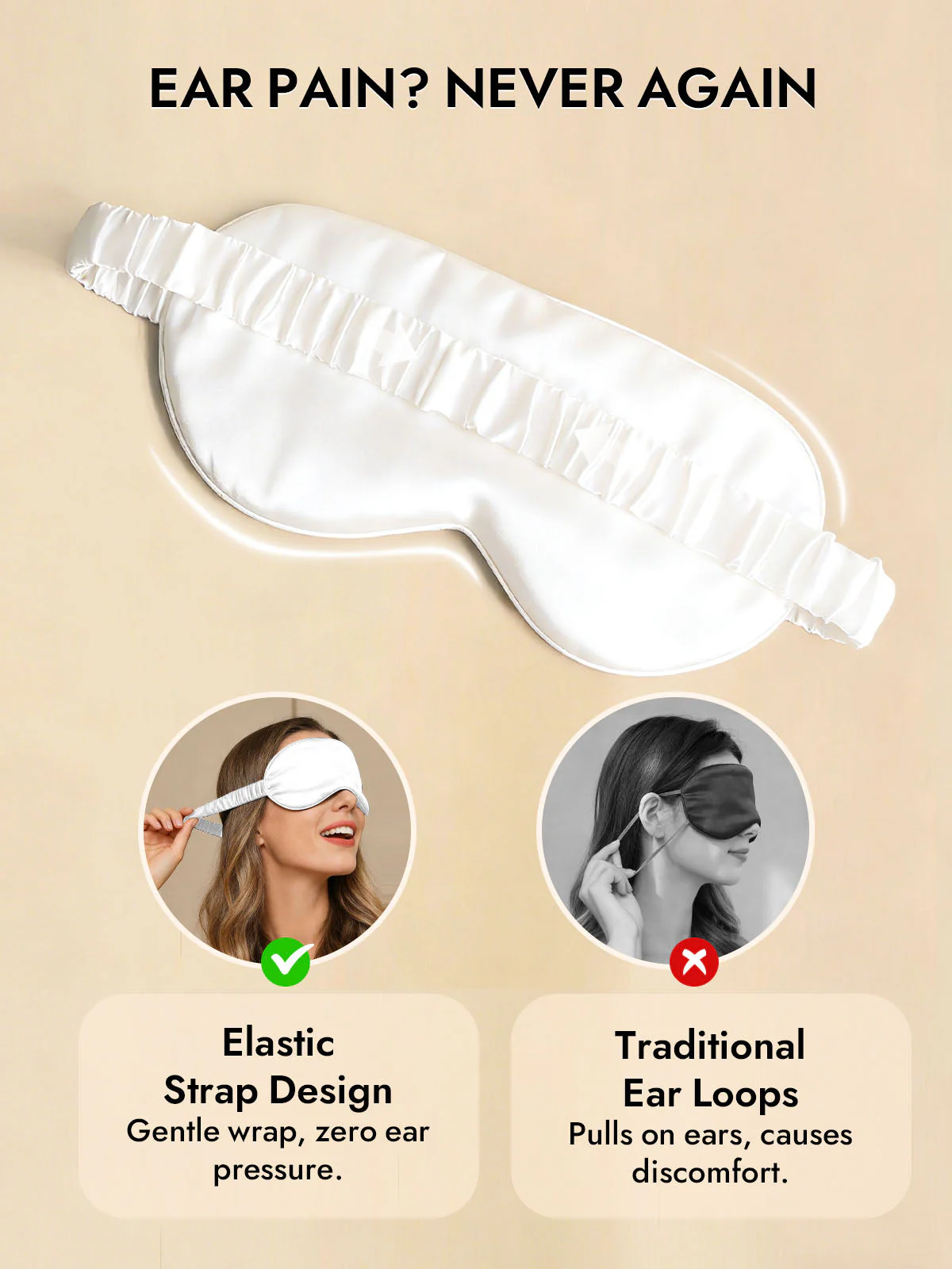 19 Momme Pure Silk Sleep Eye Mask with Elastic Band - Image 48