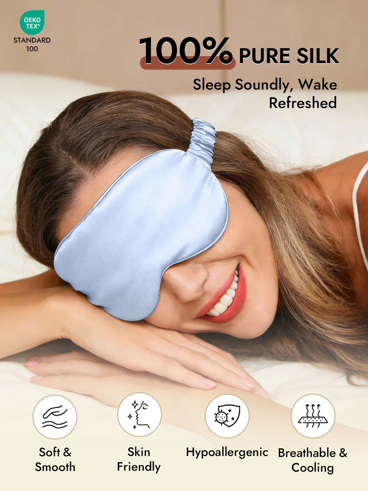 19 Momme Pure Silk Sleep Eye Mask with Elastic Band - Image 51