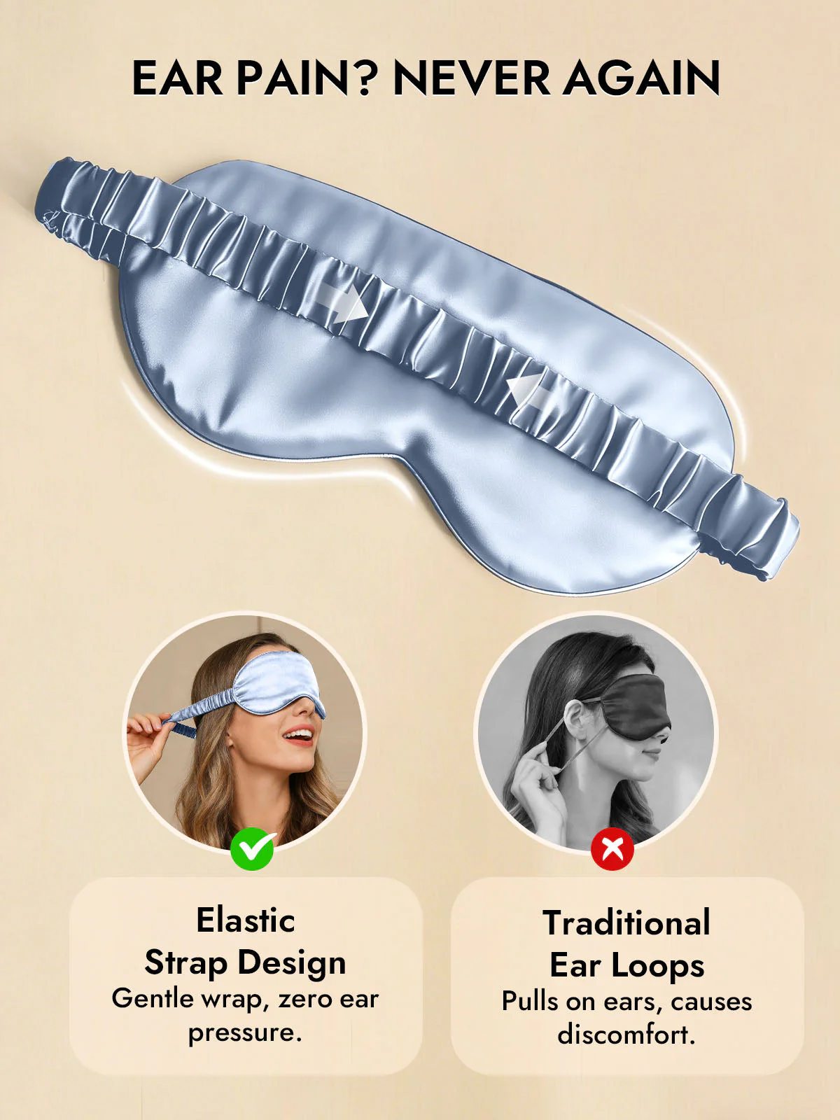 19 Momme Pure Silk Sleep Eye Mask with Elastic Band - Image 55