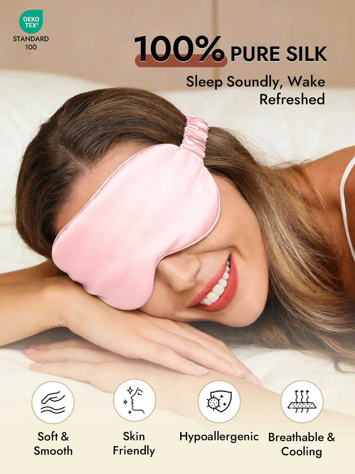 19 Momme Pure Silk Sleep Eye Mask with Elastic Band - Image 9