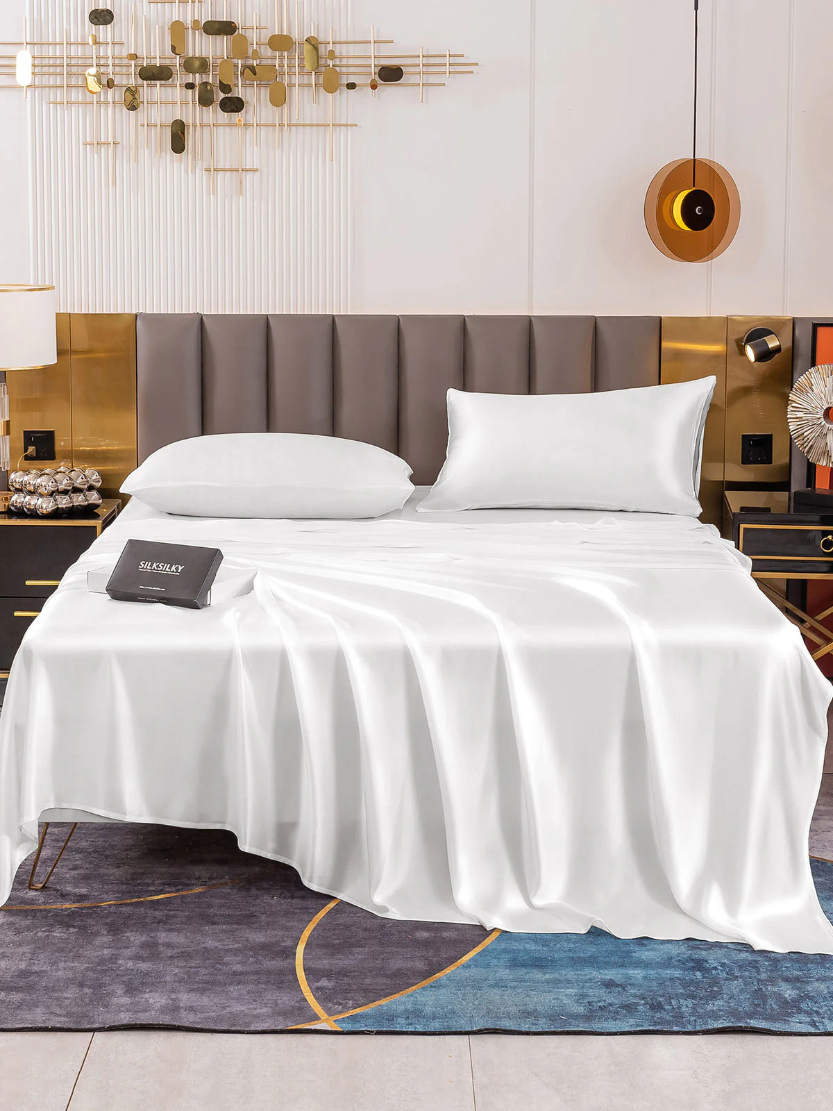 19Momme 4Pcs Silk Set Fitted&Flat Sheets+2x Pillowcases - Image 10