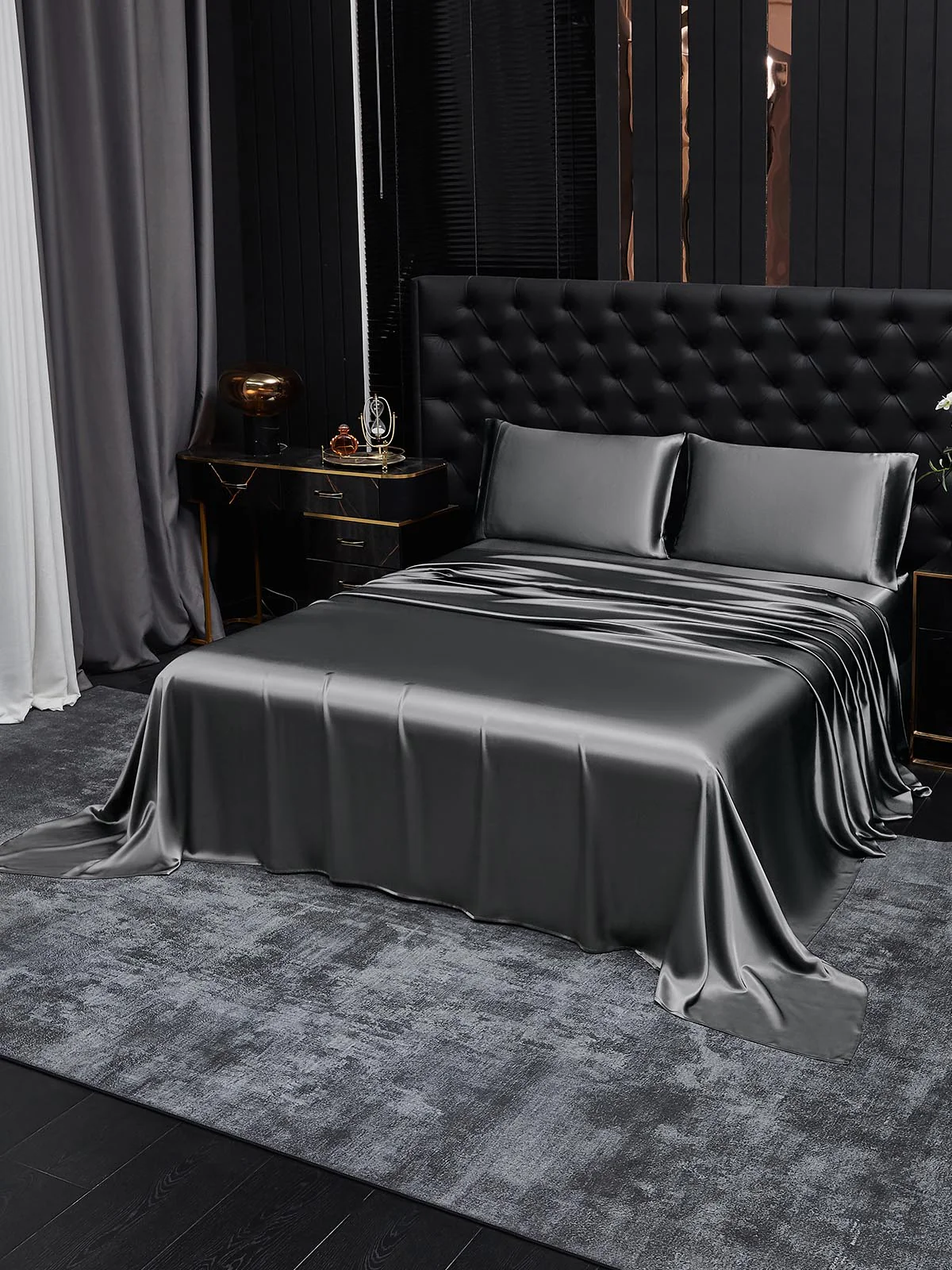 19Momme 4Pcs Silk Set Fitted&Flat Sheets+2x Pillowcases - Image 109