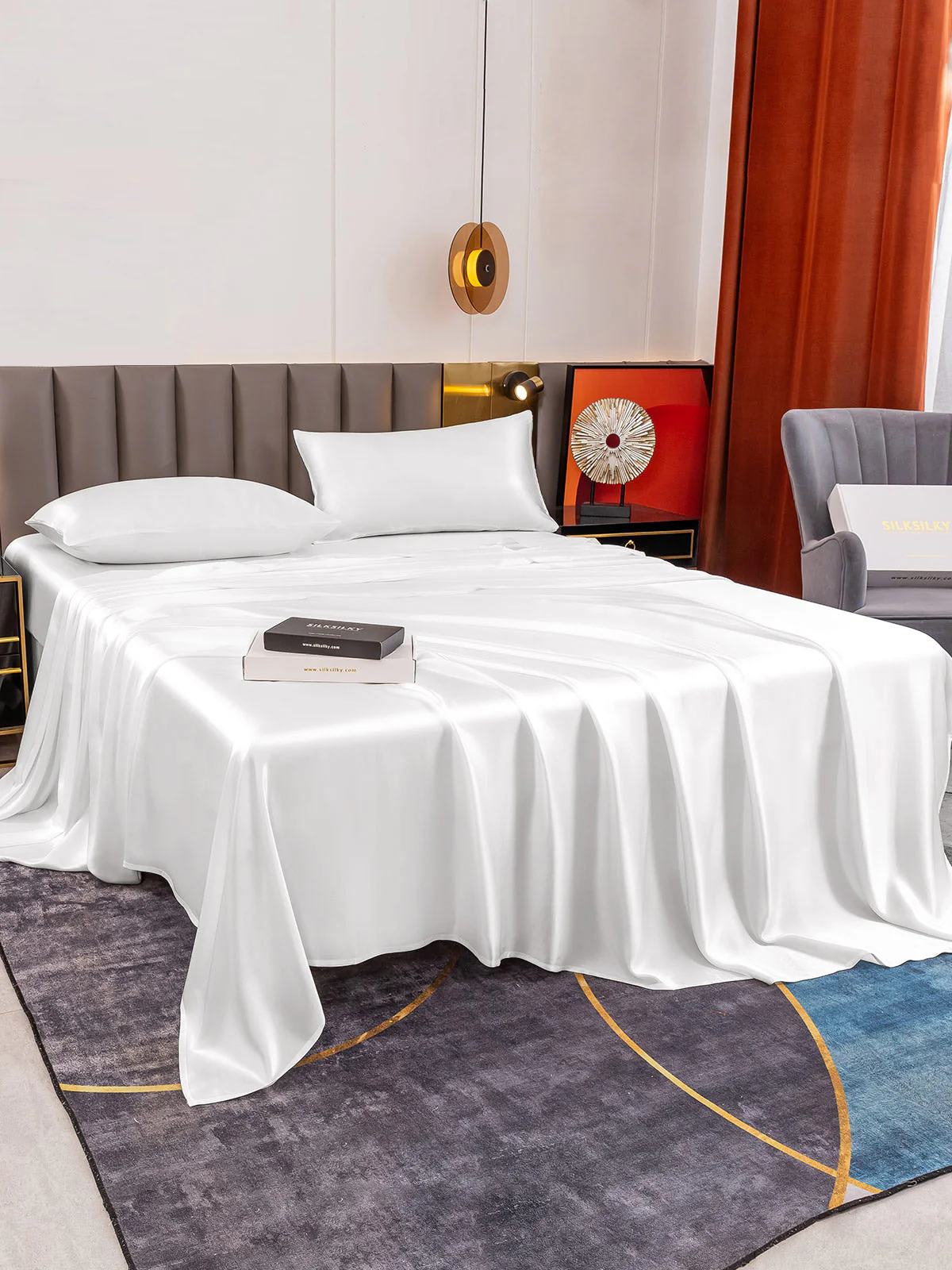 19Momme 4Pcs Silk Set Fitted&Flat Sheets+2x Pillowcases - Image 13