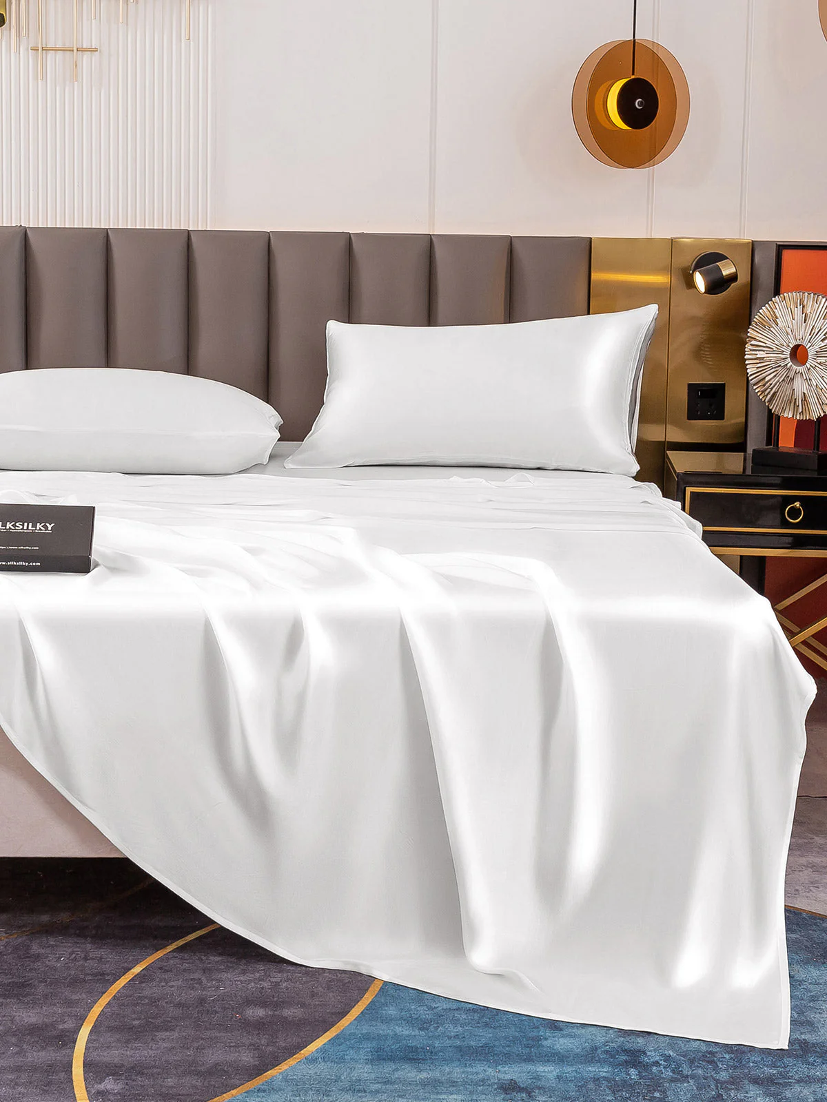 19Momme 4Pcs Silk Set Fitted&Flat Sheets+2x Pillowcases - Image 14