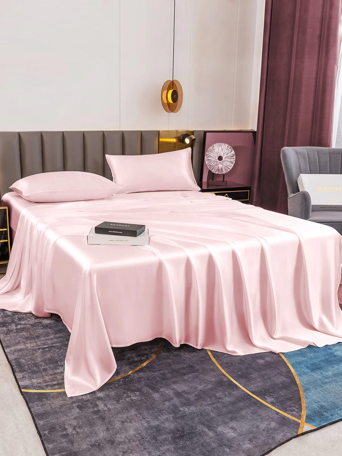 19Momme 4Pcs Silk Set Fitted&Flat Sheets+2x Pillowcases - Image 20
