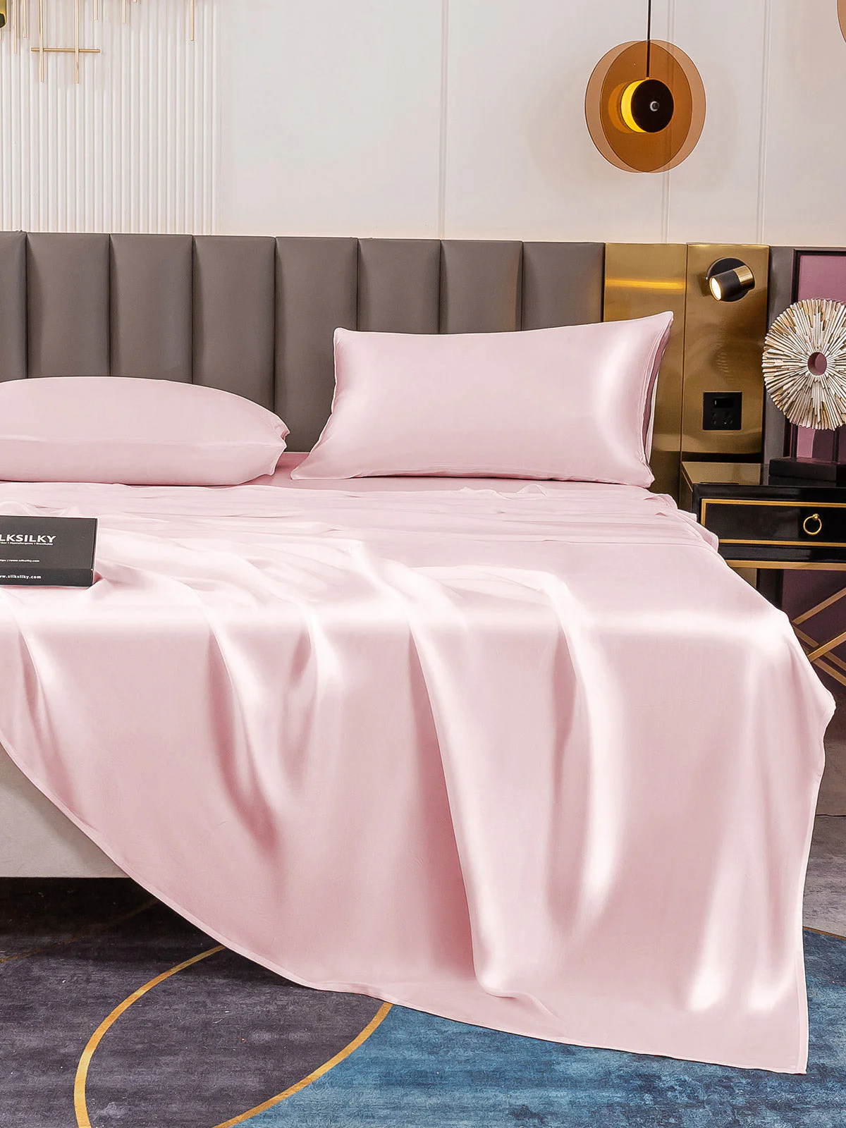19Momme 4Pcs Silk Set Fitted&Flat Sheets+2x Pillowcases - Image 21