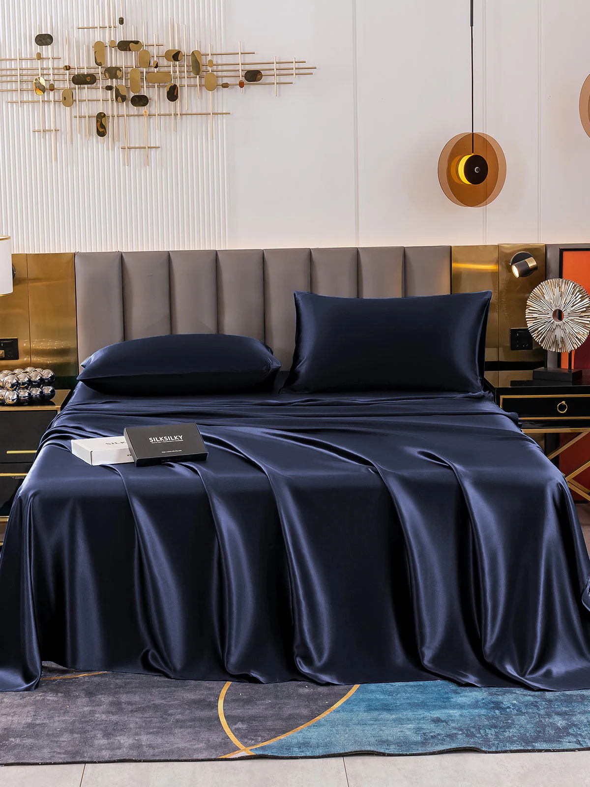 19Momme 4Pcs Silk Set Fitted&Flat Sheets+2x Pillowcases - Image 30