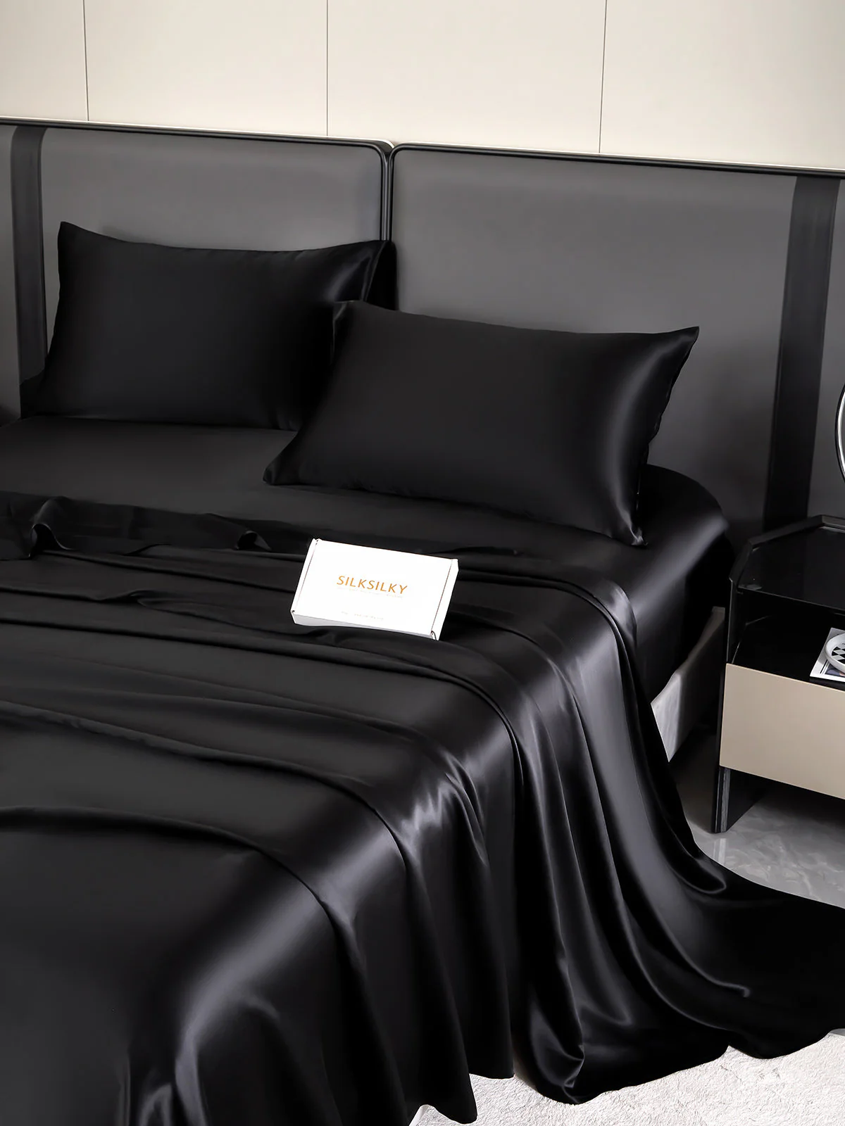 19Momme 4Pcs Silk Set Fitted&Flat Sheets+2x Pillowcases - Image 6