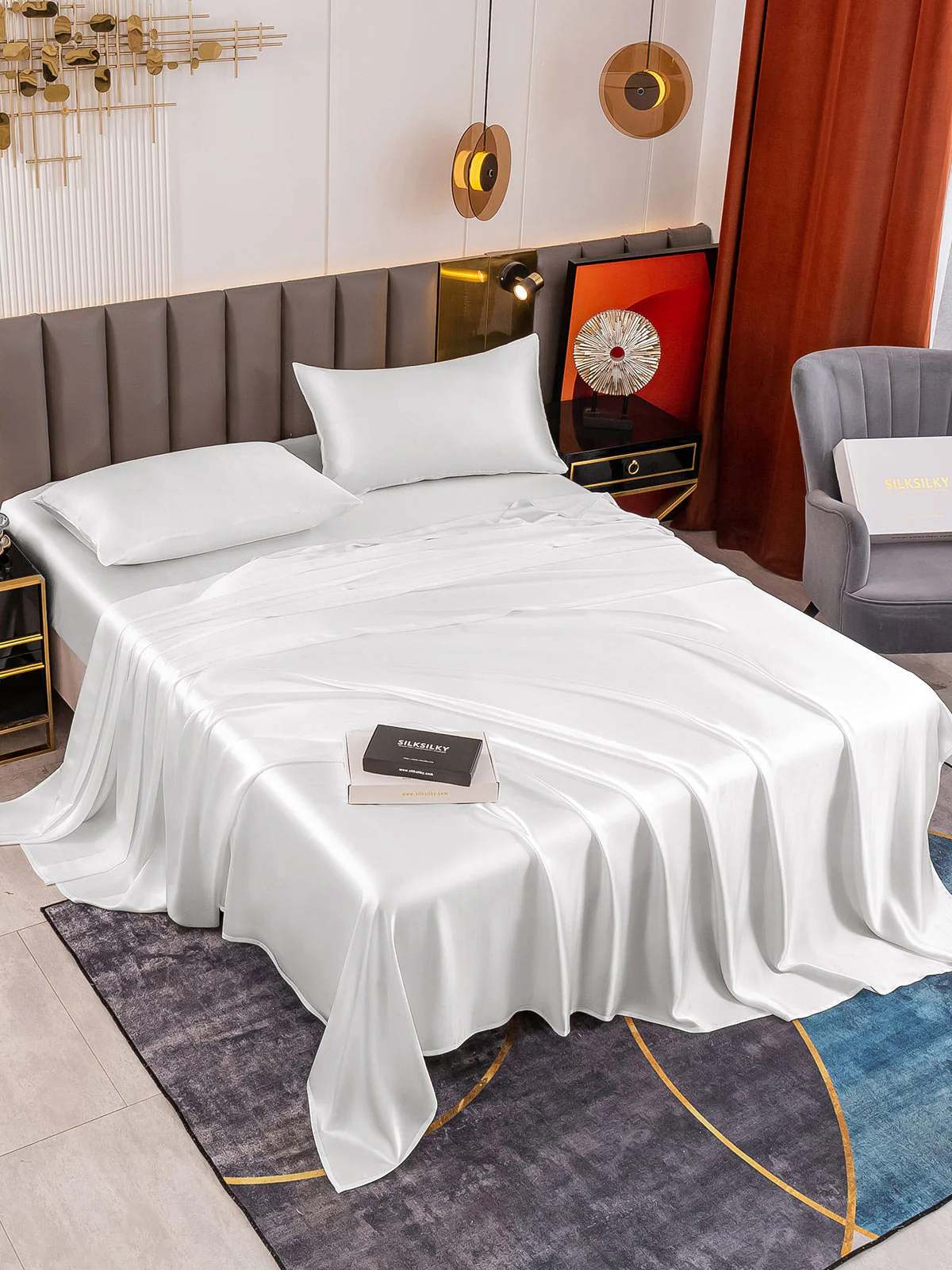 19Momme 4Pcs Silk Set Fitted&Flat Sheets+2x Pillowcases - Image 9