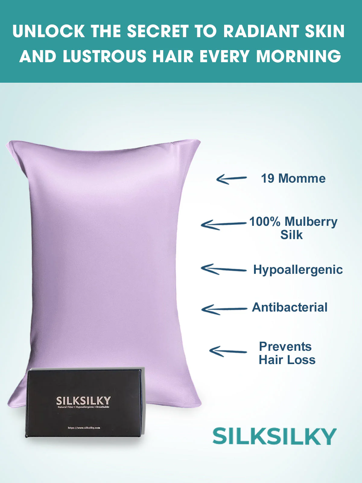 19Momme 100% Mulberry Silk Pillowcase - Envelope Closure - Image 123