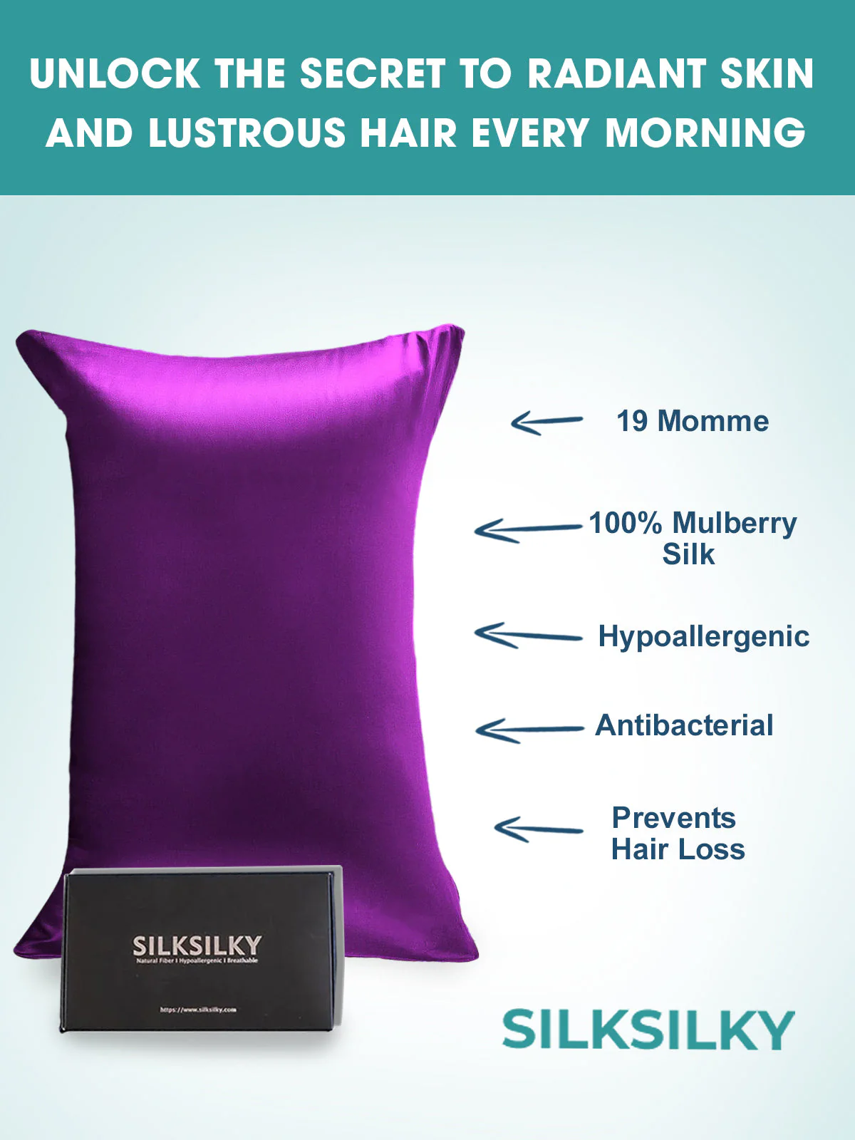 19Momme 100% Mulberry Silk Pillowcase - Envelope Closure - Image 137
