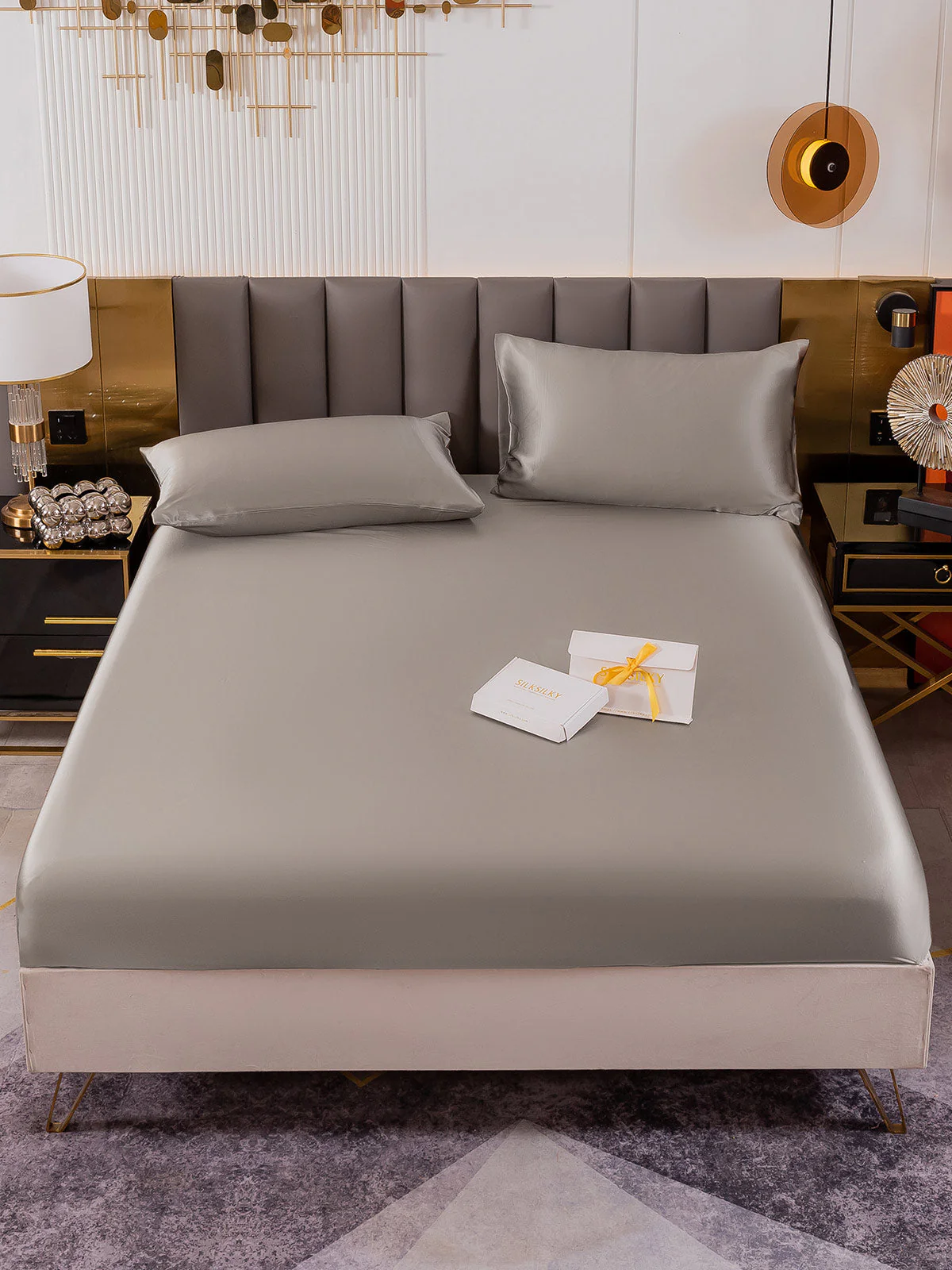 19Momme 3Pcs Silk Set Fitted Sheet+2x Pillowcases - Image 28