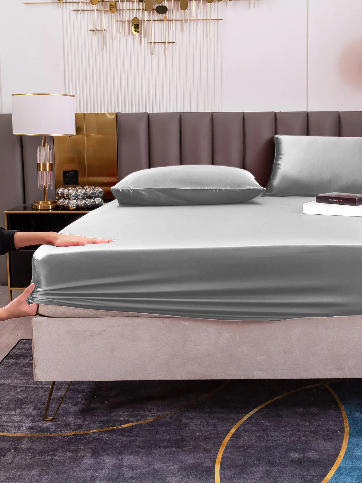 19Momme 3Pcs Silk Set Fitted Sheet+2x Pillowcases - Image 55