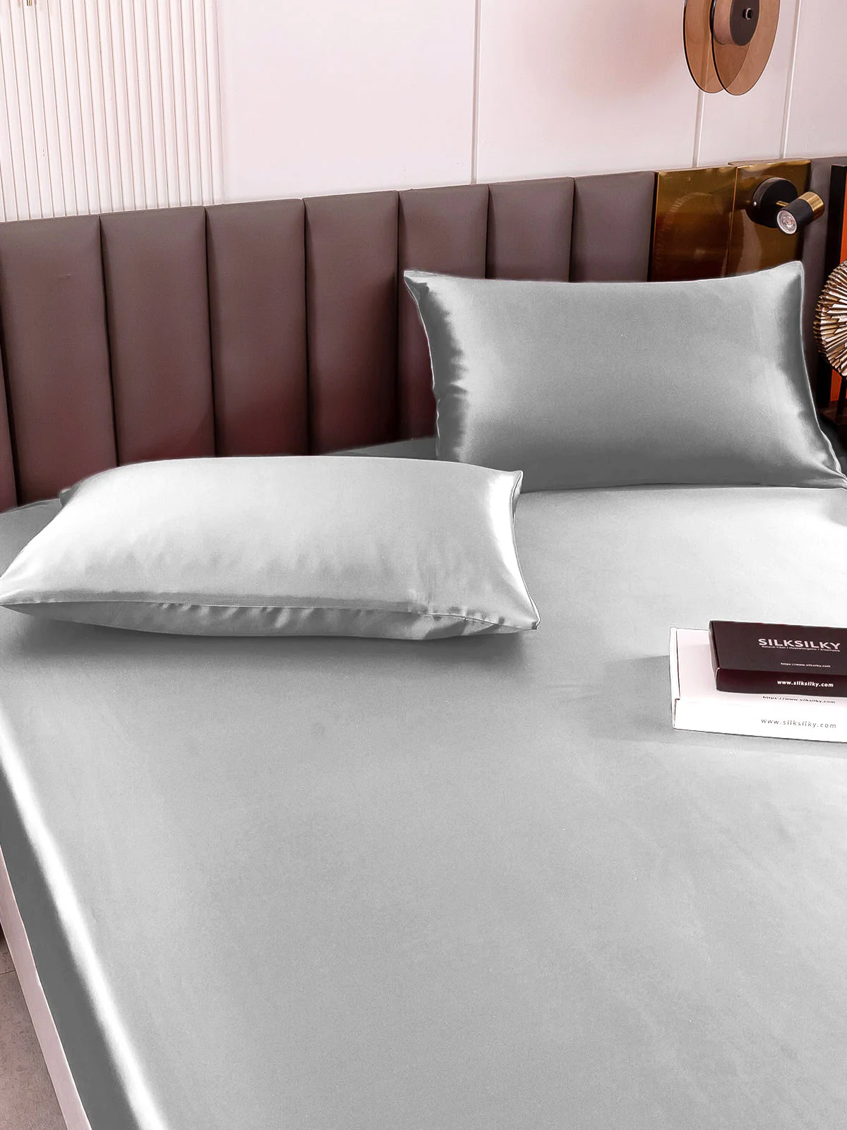 19Momme 3Pcs Silk Set Fitted Sheet+2x Pillowcases - Image 56