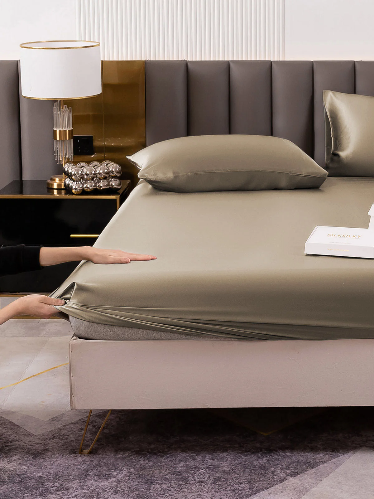 19Momme 3Pcs Silk Set Fitted Sheet+2x Pillowcases - Image 62