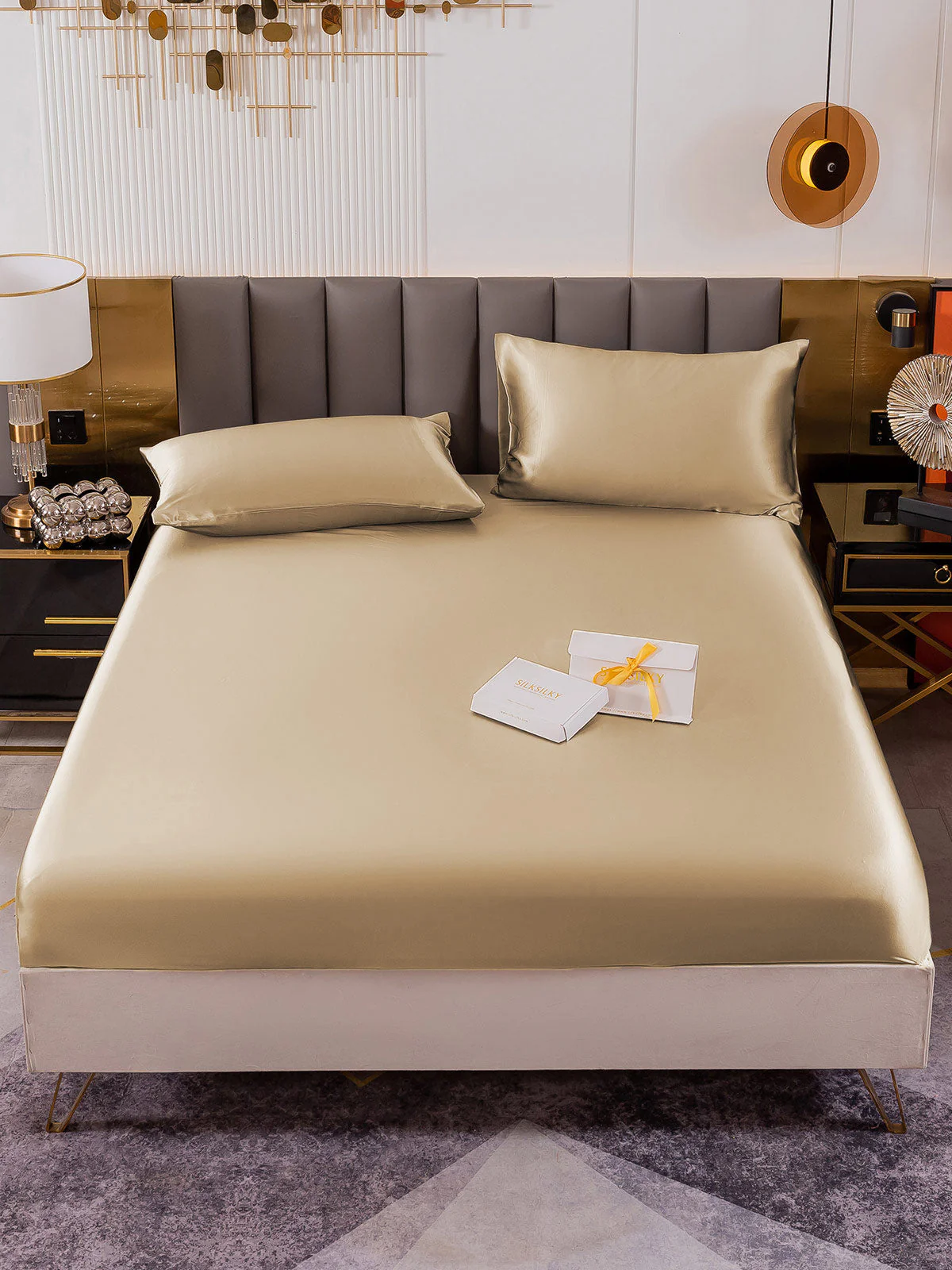 19Momme 3Pcs Silk Set Fitted Sheet+2x Pillowcases - Image 82